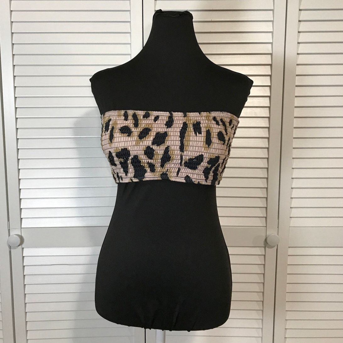 Shein Shein Swimwear Y2K Boho Leopard Smocked Bandeau Bikini Top M Size M / US 6-8 / IT 42-44 - 1 Thumbnail