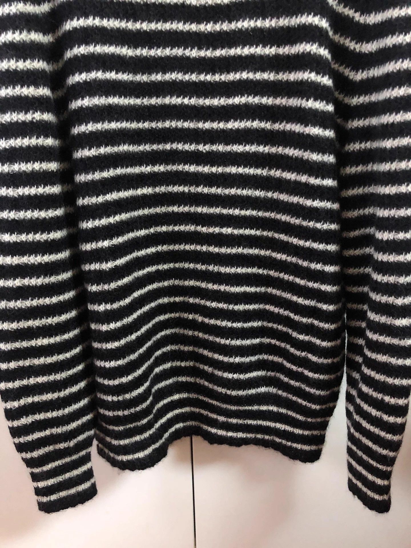 Saint Laurent Paris Saint Laurent Black and White Striped Turtleneck Sweater, Size L / US 10 / IT 46 - 3 Thumbnail