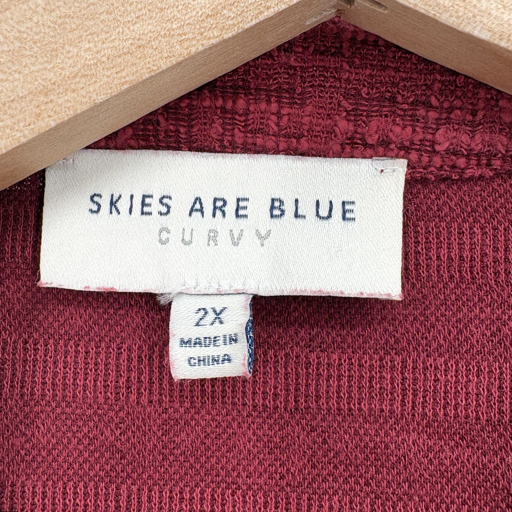 Vintage Skies Are Blue Cardigan Sweater Womens Red 2X Open Front Knit 3/4 Sleeve Plus Size XXL / US 16-18 / IT 52-54 - 4 Thumbnail