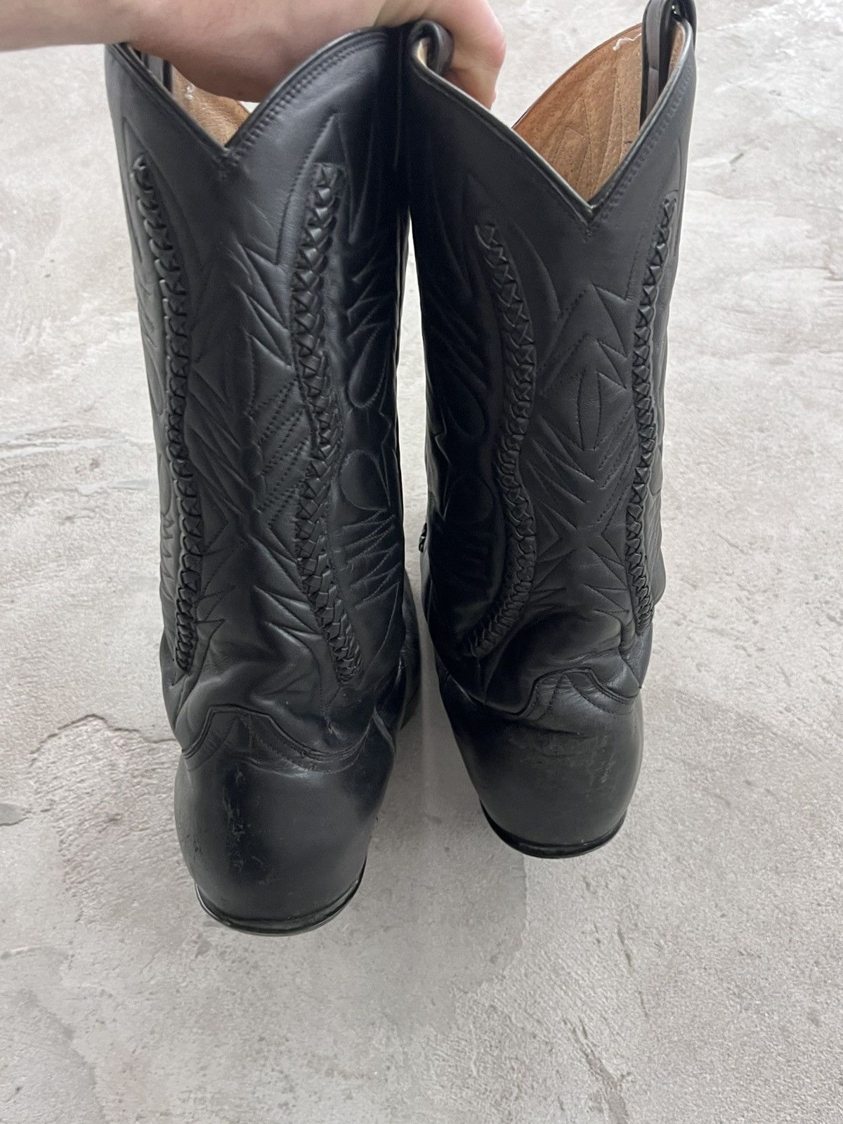 Cowboy Equipment Vintage Black Leather Cowboy High Boots Avantgarde Y2K Size US 11.5 / EU 44-45 - 20 Thumbnail