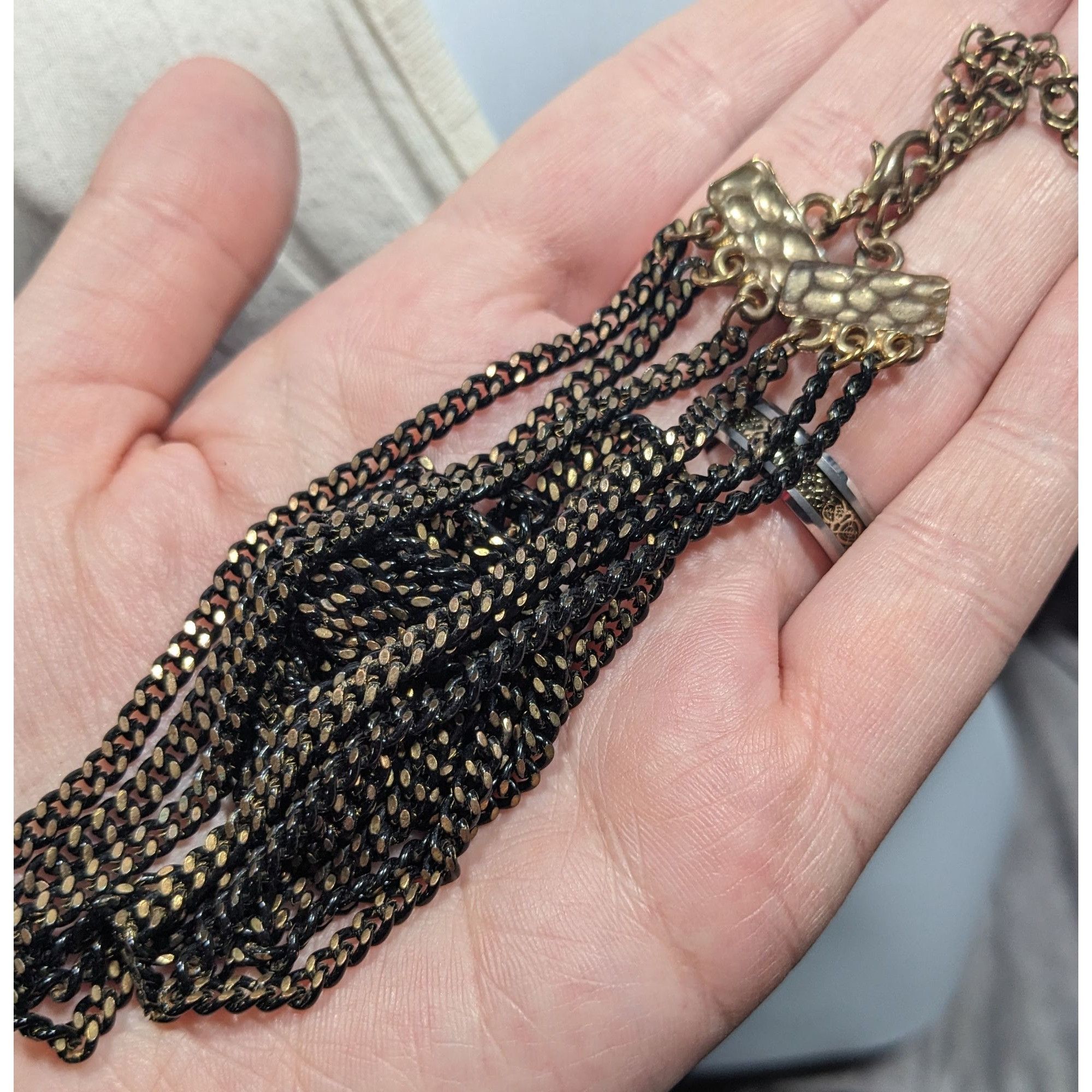 Other Dark Elegant Black And Gold Tone Multilayer Chain Necklace Size ONE SIZE - 5 Thumbnail