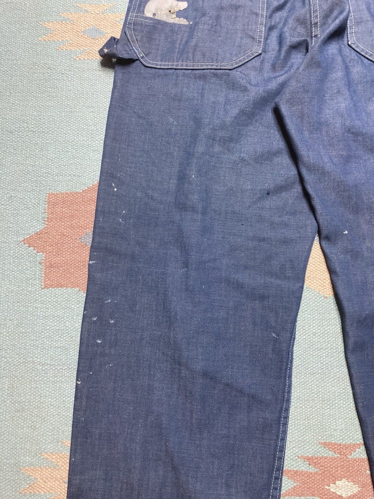 Vintage 70s sears denim carpenter jeans distressed paint AS IS 33x32 Size US 33 - 10 Thumbnail