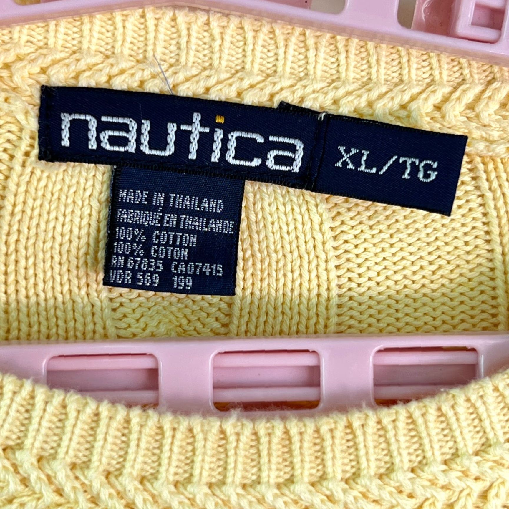 Nautica Nautica Cable Knit Long Sleeve Yellow Pullover Sweater Mens 100% Cotton XL Size Crew Neck Casual Winter Size US XL / EU 56 / 4 - 5 Thumbnail