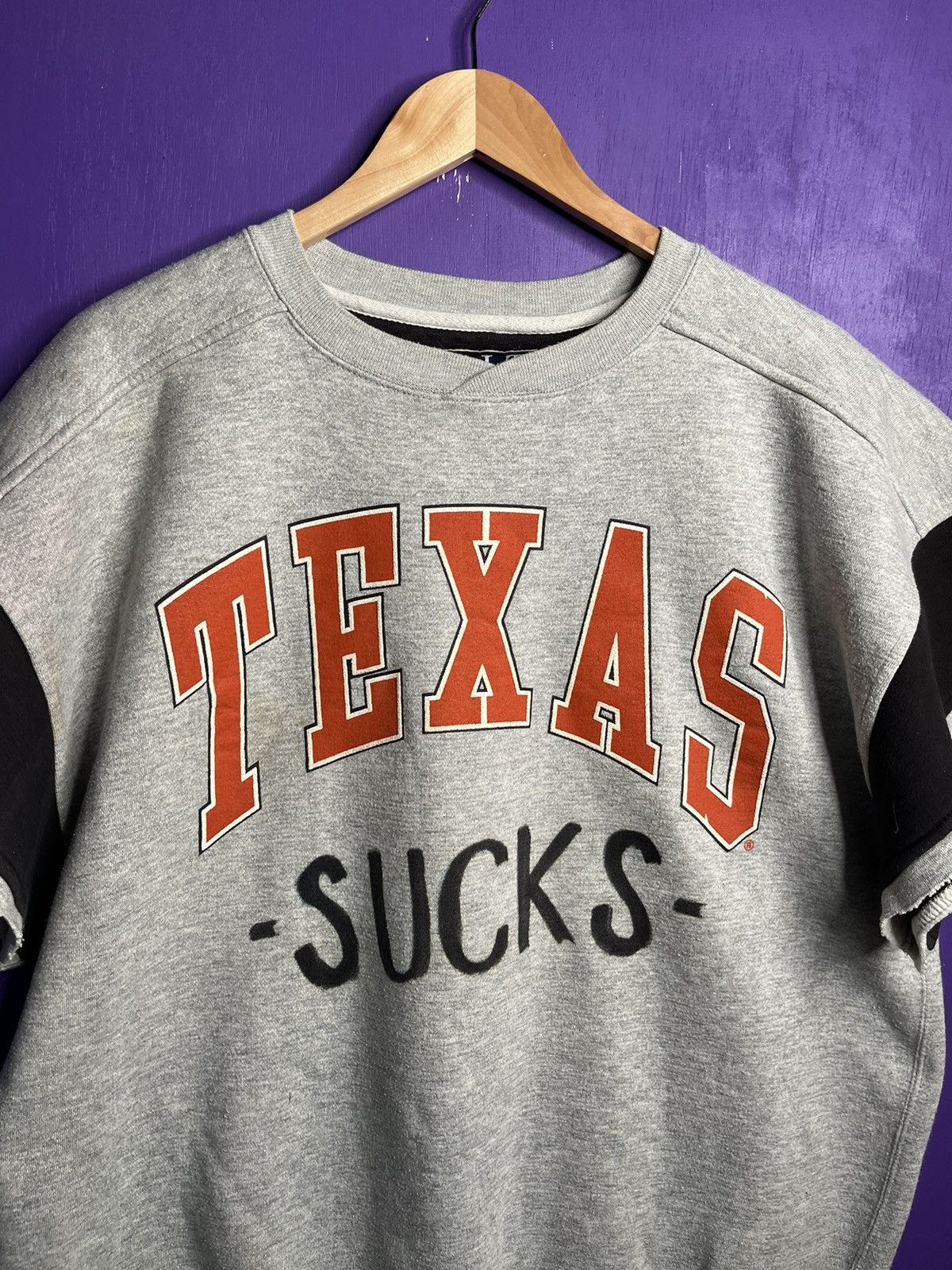 Vintage Vintage 90s Texas SUCKS sharpie cutoff sweatshirt Size US L / EU 52-54 / 3 - 3 Thumbnail