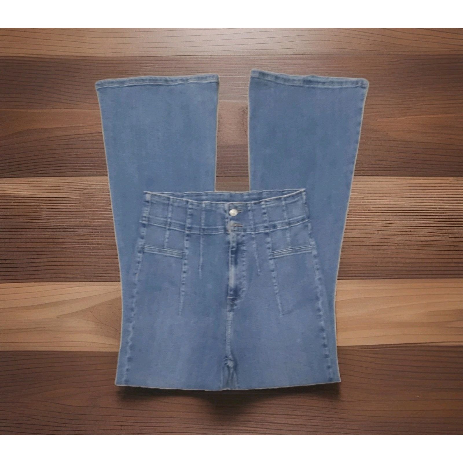 Free People Free People We the Free Jayde Flare Ultra High Rise 32 Size 32" / US 10 / IT 46 - 7 Thumbnail