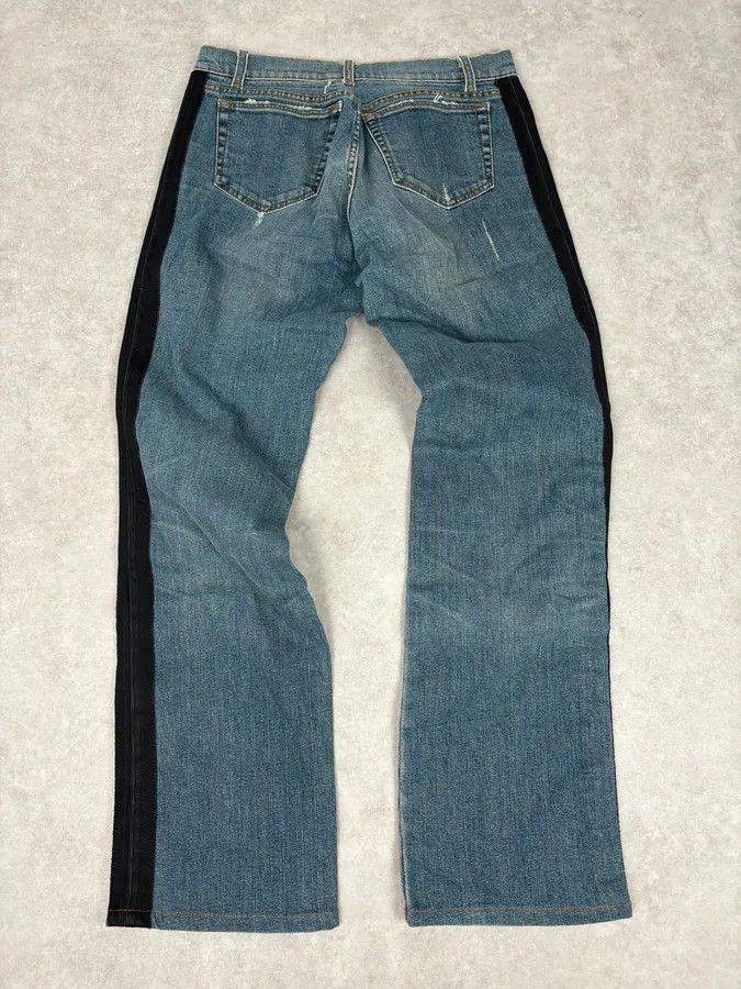 Roberto Cavalli 2000s Roberto Cavalli Blue Straight Contrast Side Stripe Denim Jeans Size US 32 / EU 48 - 6 Thumbnail