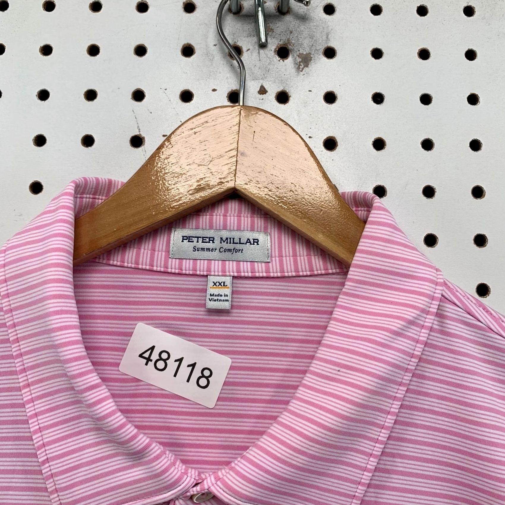 Peter Millar Peter Millar Summer Comfort Polo Shirt Mens 2XL Pink Evans Scholar Striped Golf Shirt Size US XXL / EU 58 / 5 - 3 Thumbnail