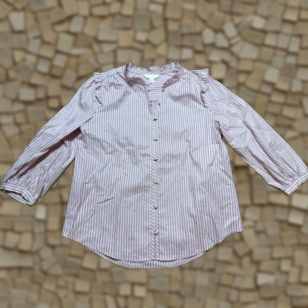 Vintage VINTAGE LC Lauren Conrad Shirts Women's Size Small Purple Long Sleeve Button Up Striped Size S / US 4 / IT 40 - 1 Thumbnail