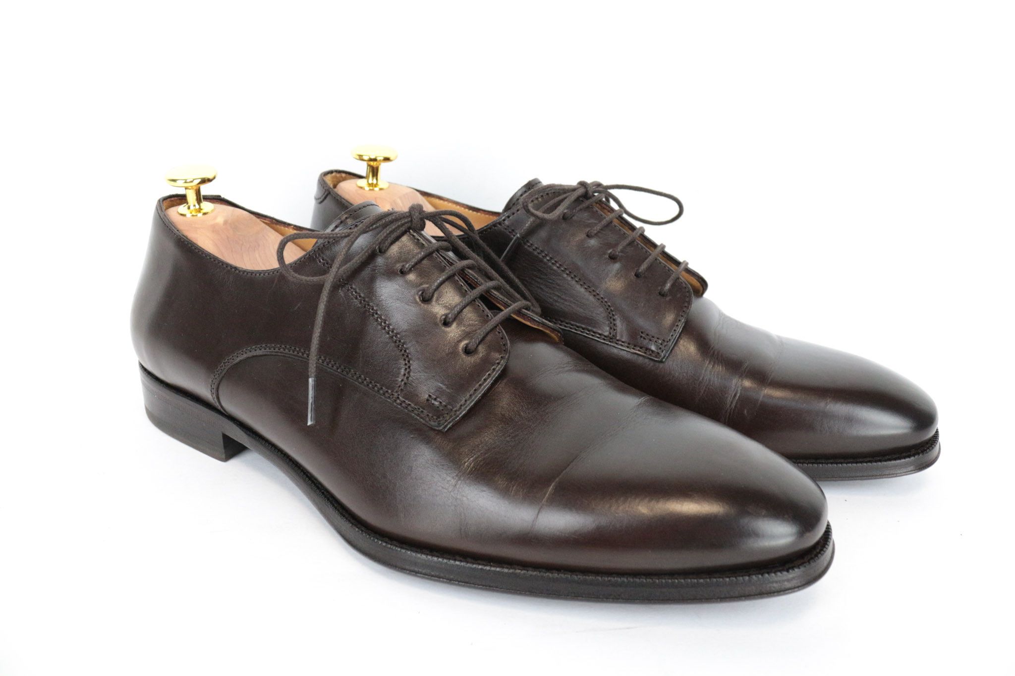 image of Suitsupply Eu43 Dark Brown Leater Low-Top Casual Shoes 68466, Men's (Size 10)