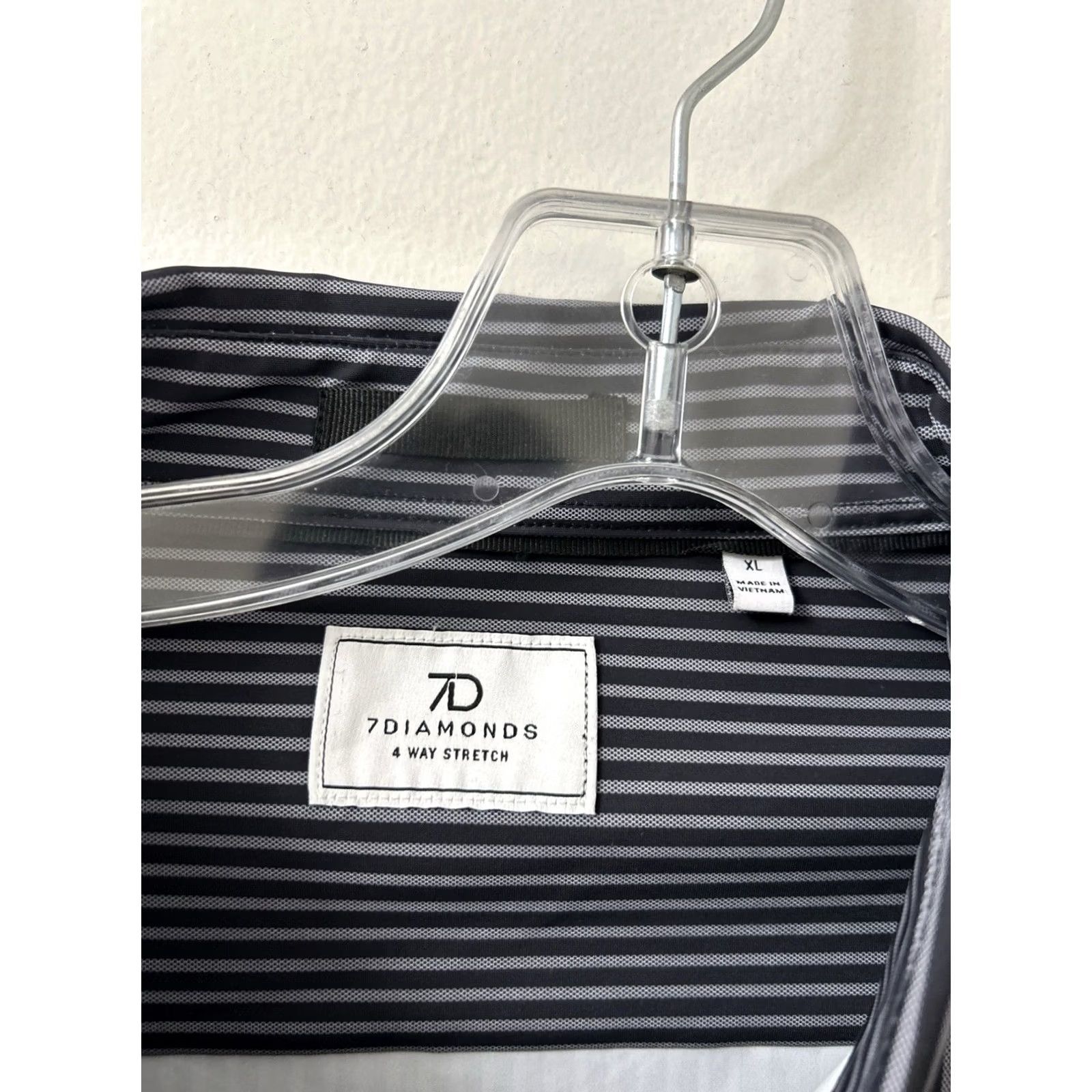 Vintage 7 Diamonds Blaine Shirt Mens XL Black Striped 4 Way Stretch L/S NWT Button-Up Casual Business Travel Size US XL / EU 56 / 4 - 7 Thumbnail