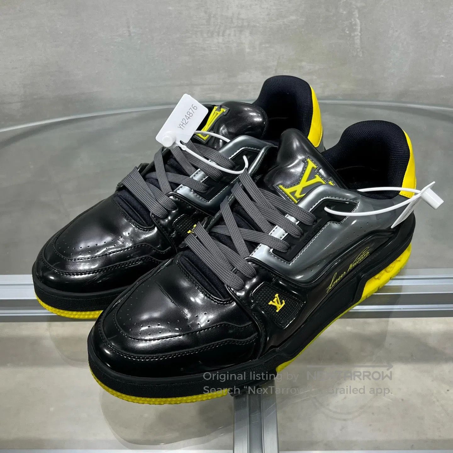 Louis Vuitton Louis Vuitton Trainer: Black and yellow painted leather sh Size US 7 / EU 40 - 1 Thumbnail