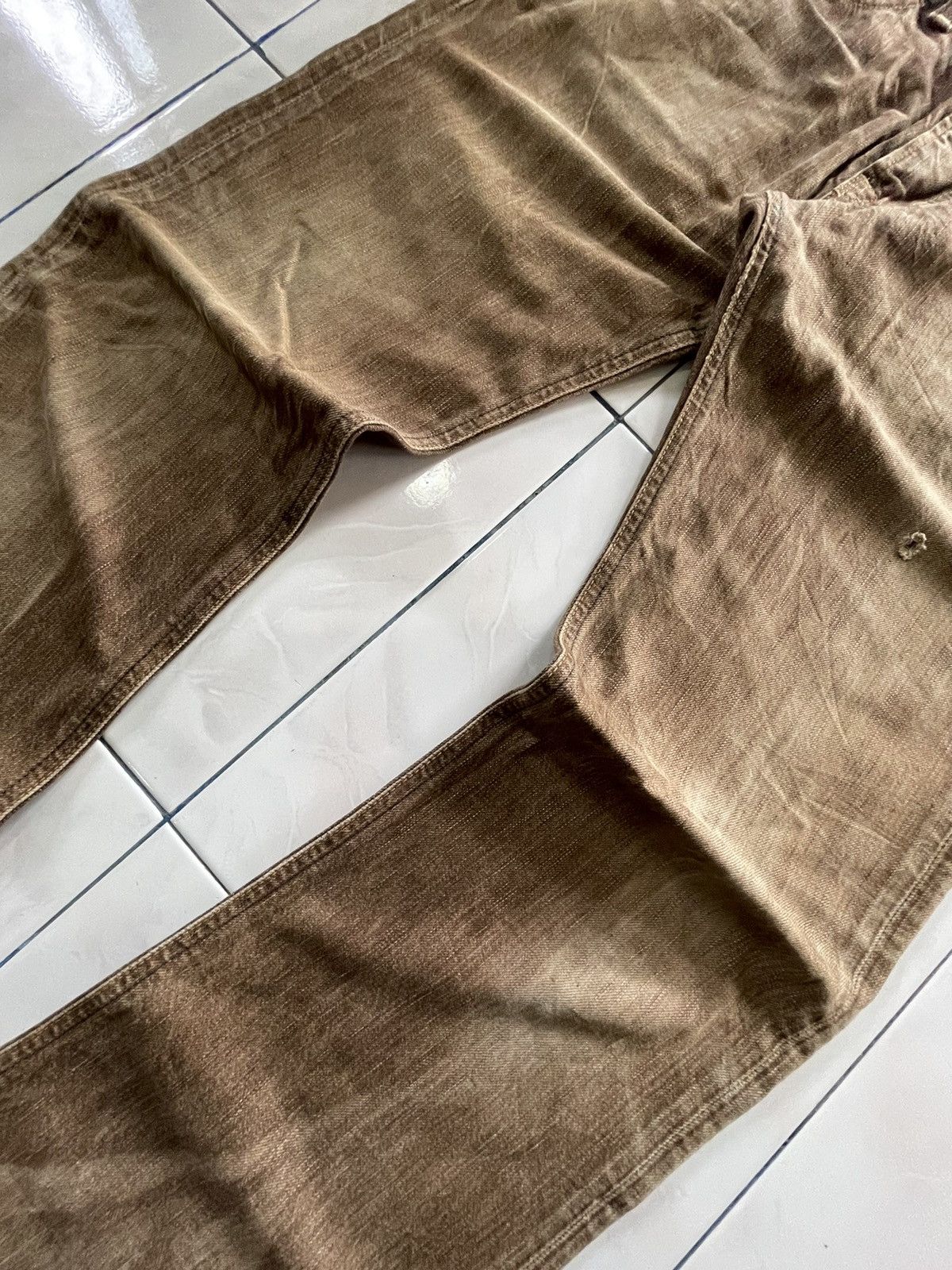 Edwin × Le Grande Bleu (L.G.B.) × Vintage Vintage Edwin 503 Flare Brown Faded Whiskers Man Jeans Size US 31 - 5 Thumbnail