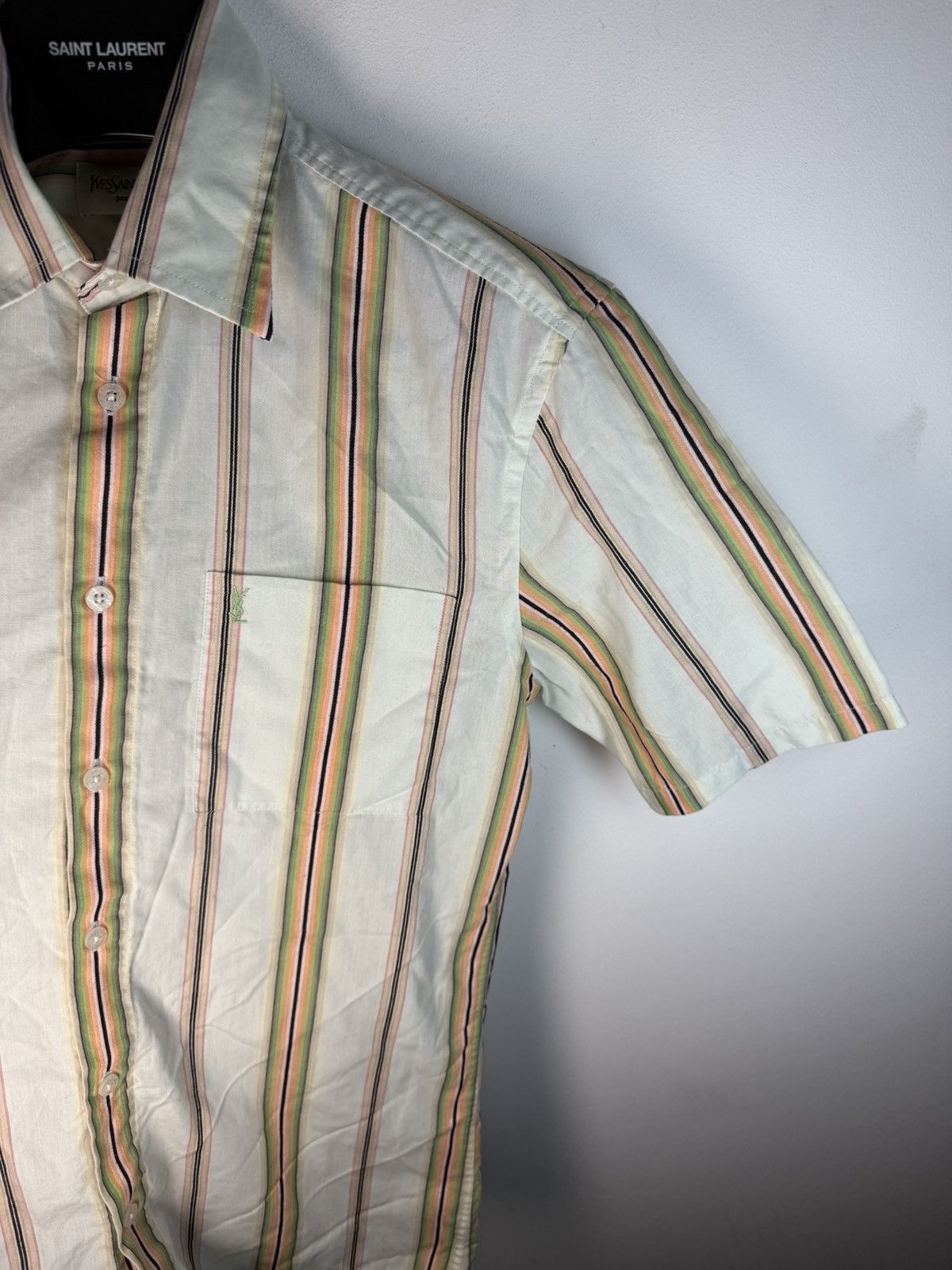 Multicolor YSL Shirt Short Sleeve Button Up Collar Vintage