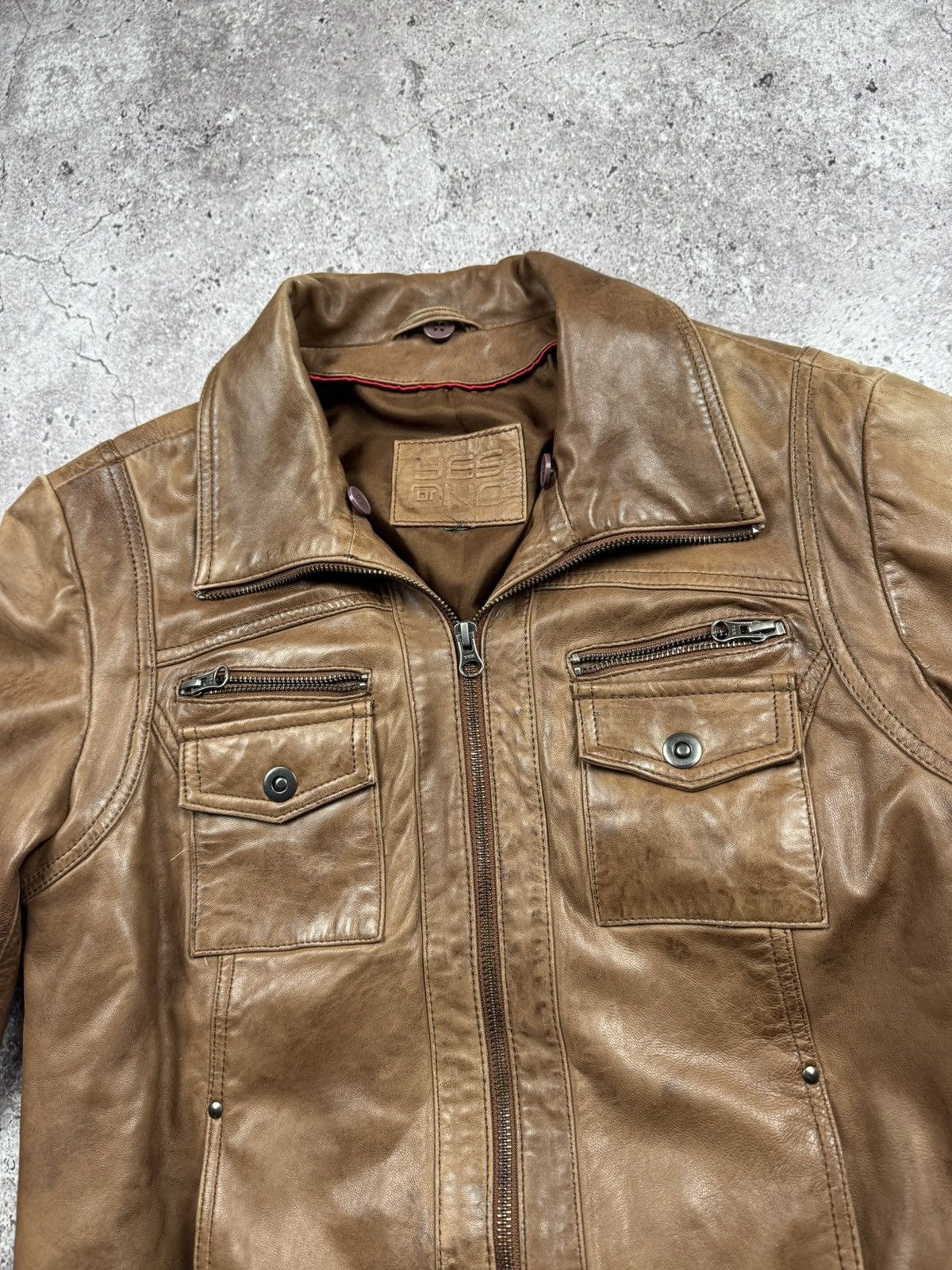 Genuine Leather Vintage 90s Faded Distressed Brown Leather Bomber Jacket Size US S / EU 44-46 / 1 - 5 Thumbnail