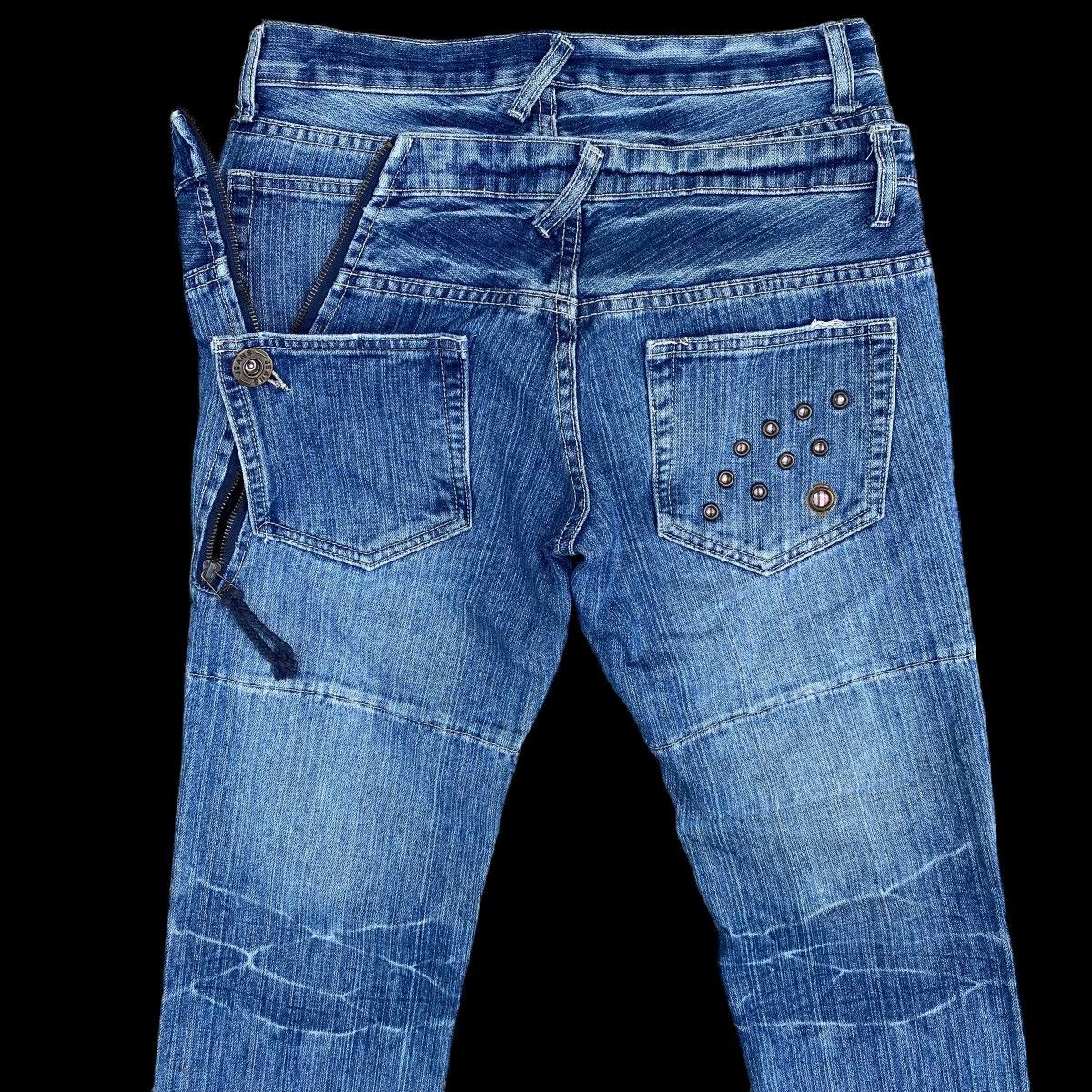 Hysteric Glamour × Japanese Brand Crazy Double Waist Thrashed Denim Jeans Size US 31 - 1 Thumbnail