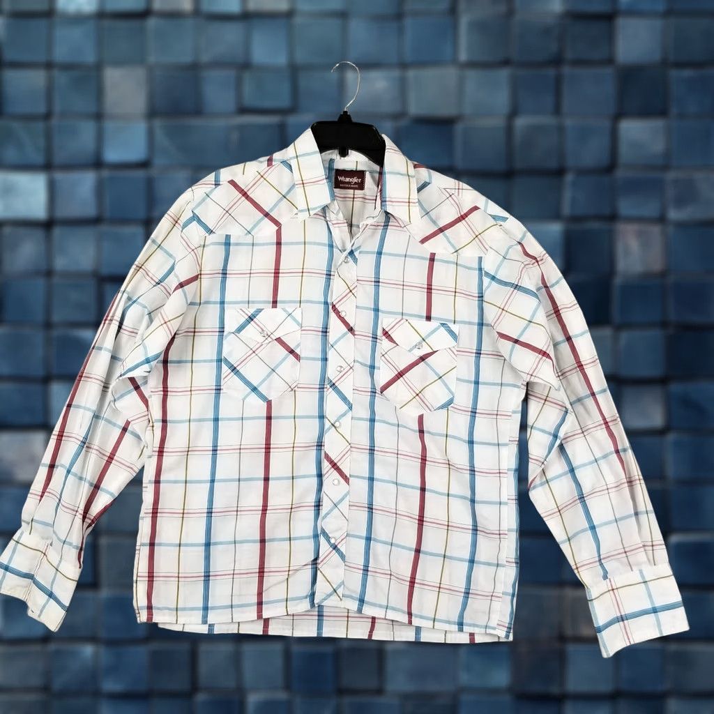 Wrangler VINTAGE Wrangler Shirt Women XL Pearl Snap Western Cowgirl White Plaid 21X27 Size XL / US 12-14 / IT 48-50 - 1 Thumbnail