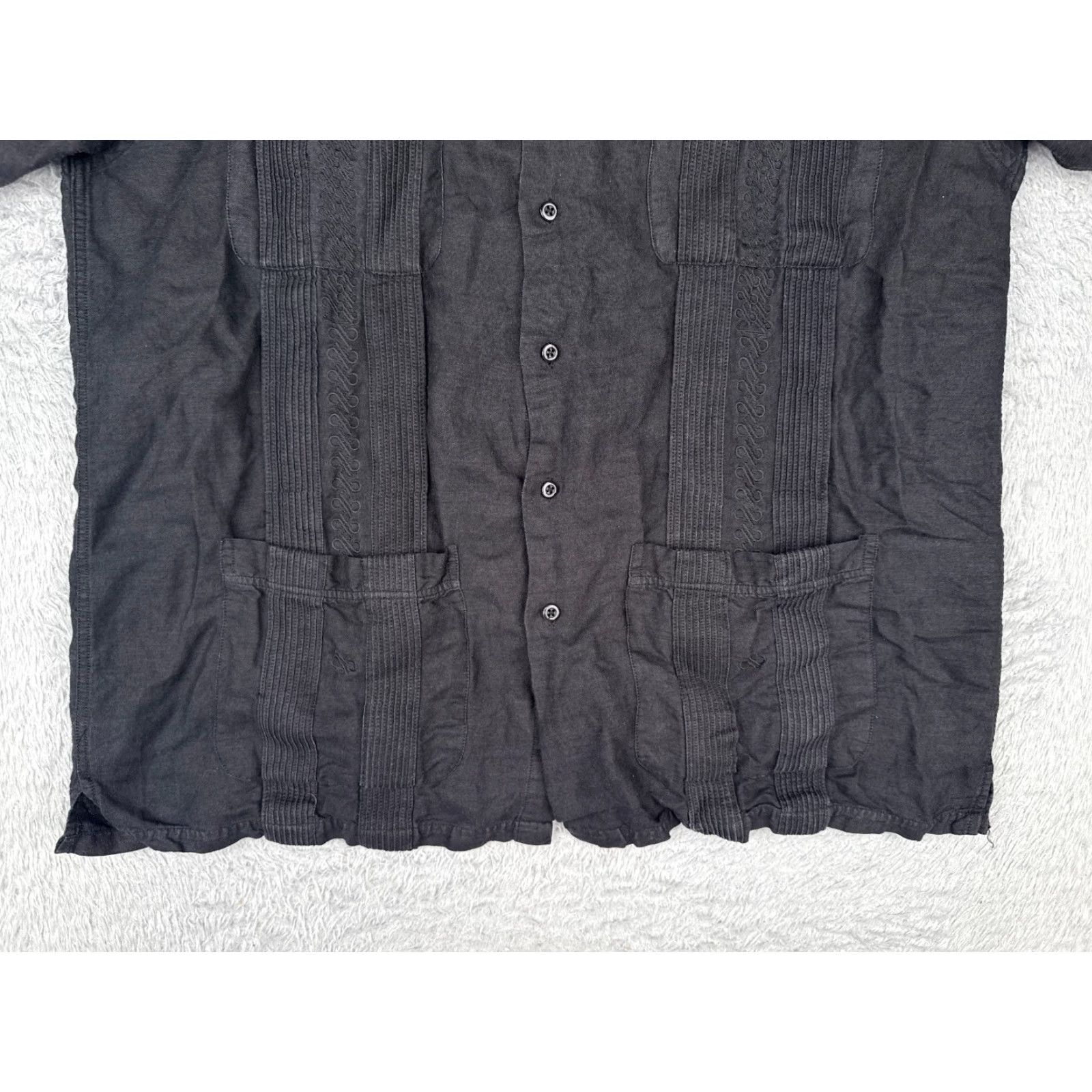 Vintage Marquis Shirt Men Large Black Linen Blend 4 Pocket Short Sleeve Button-Up Aloha Beach Hawaiian Vacation Resort Casual, Travel Mens Size US L / EU 52-54 / 3 - 5 Thumbnail