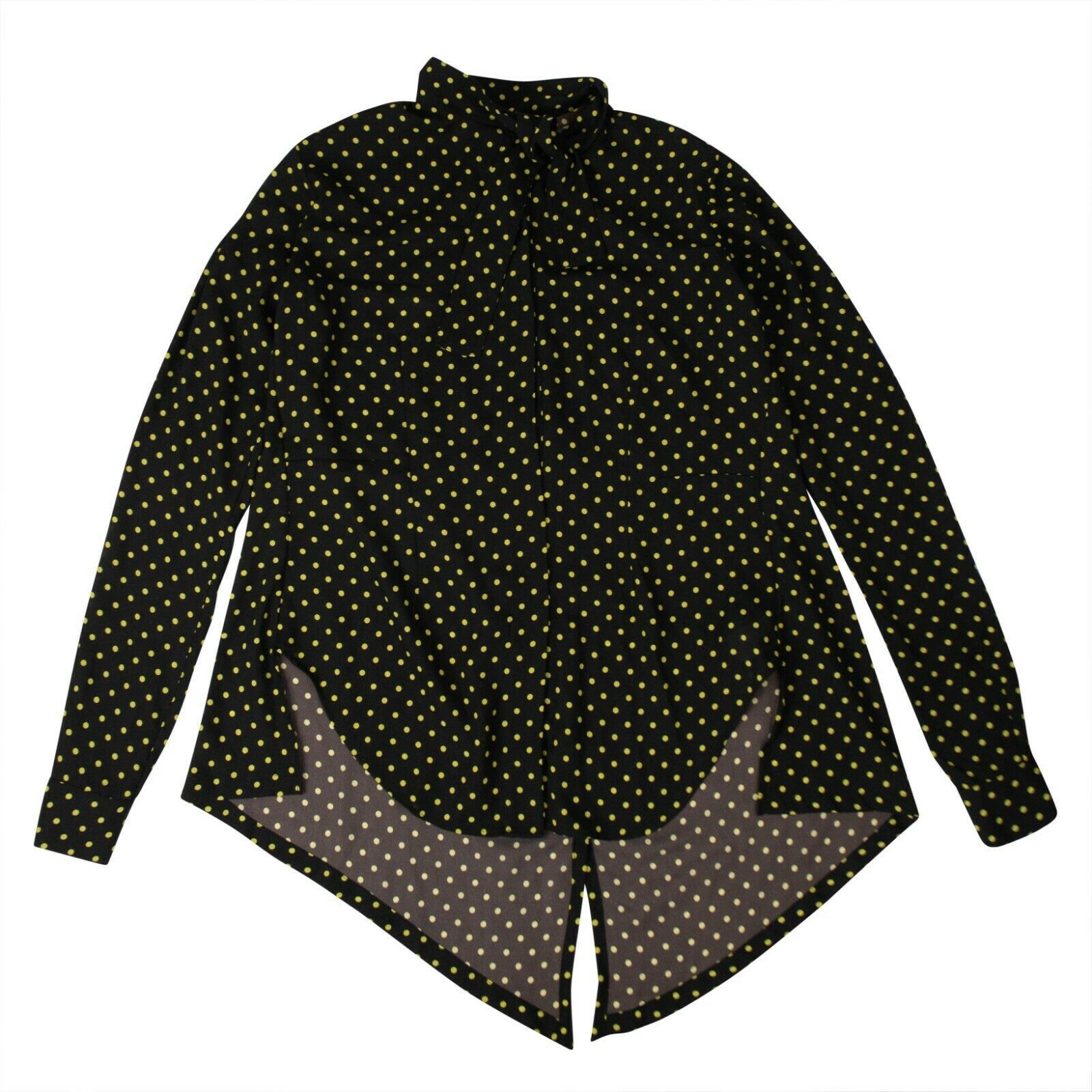 image of Unravel Project Black Polka Dot Tuxedo Shirt Size 40, Women's