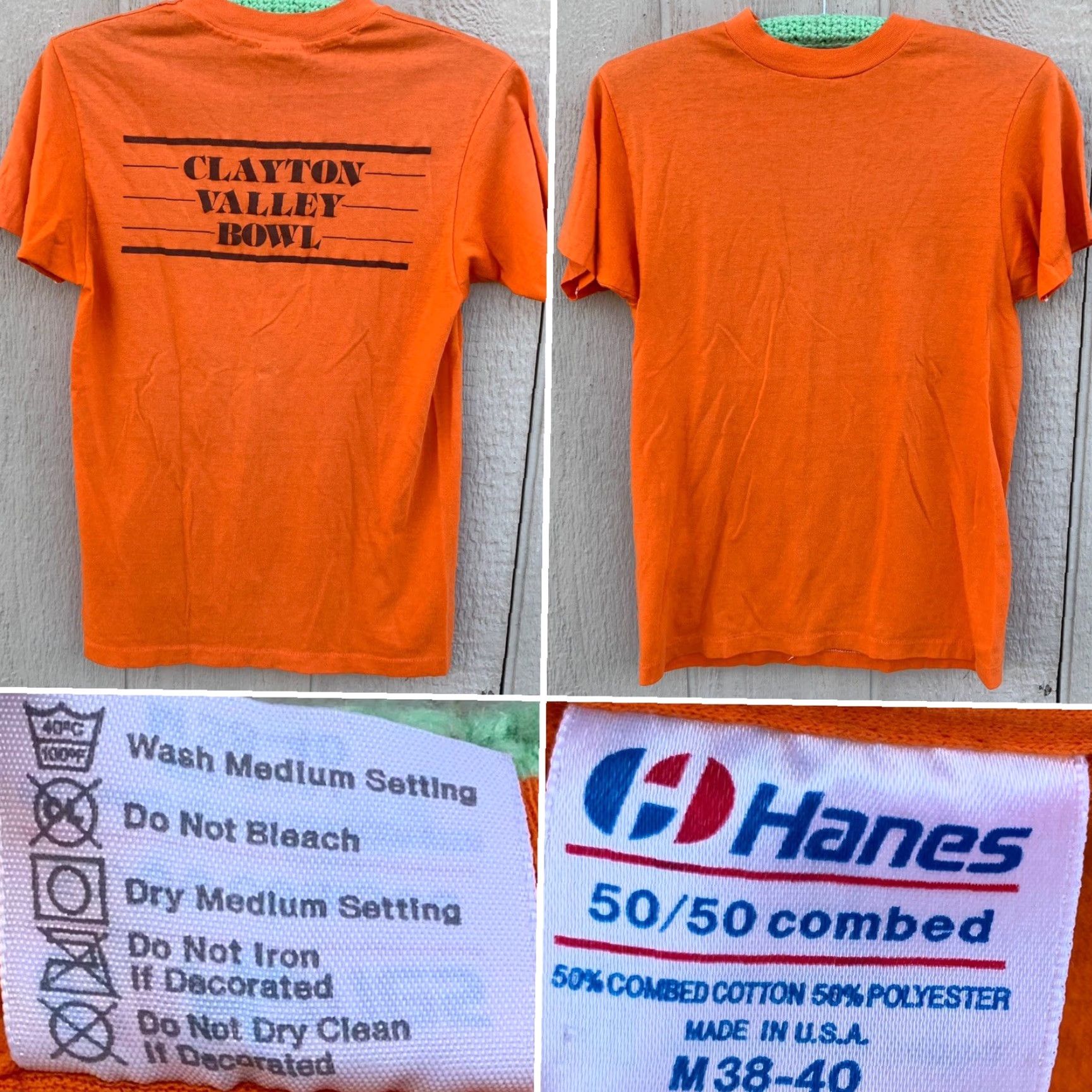 Hanes VINTAGE Hanes T-Shirt Men Orange 50/50 Clayton Valley Bowl Back Graphic Crew Neck Short Sleeve Size M Size US M / EU 48-50 / 2 - 2 Thumbnail