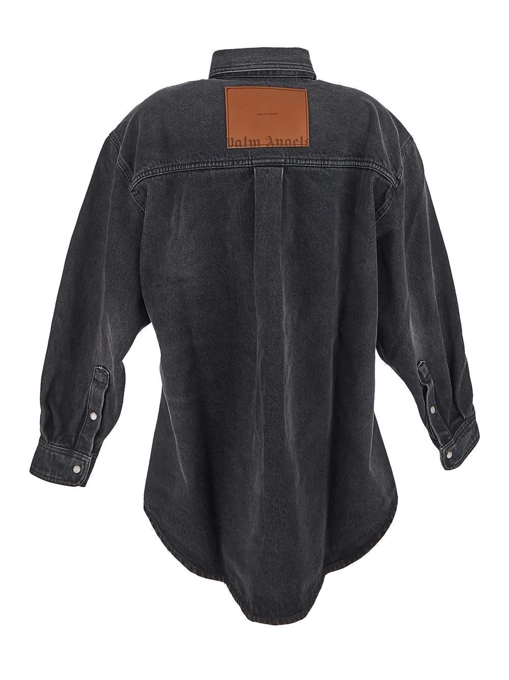 Palm Angels o1s22i1n0824 Oversized Snap-up Denim Shirt in Black Size M / US 6-8 / IT 42-44 - 2 Thumbnail