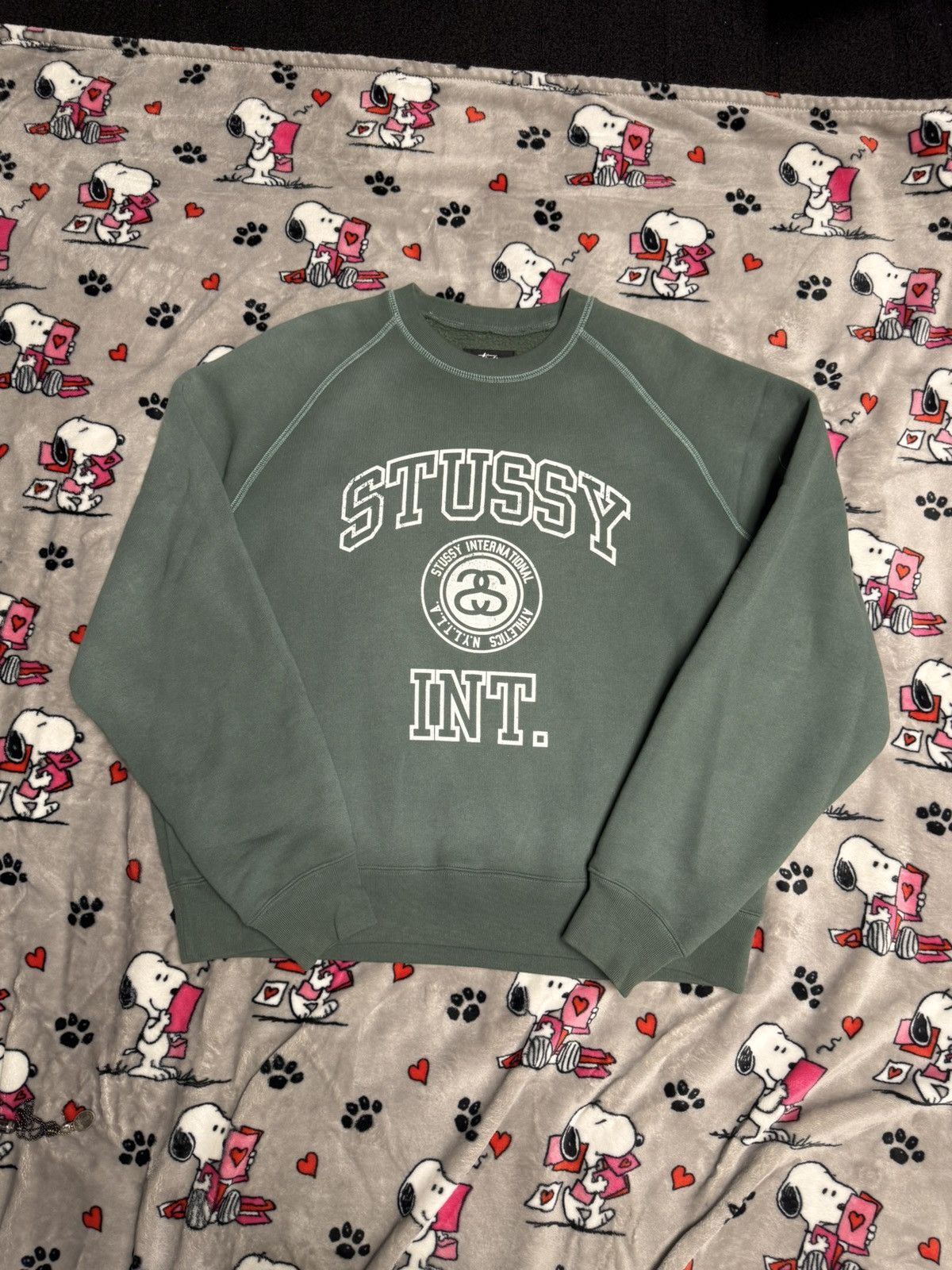 Stussy Stussy overlock Varsity raglan crew pine green Size US L / EU 52-54 / 3 - 3 Thumbnail