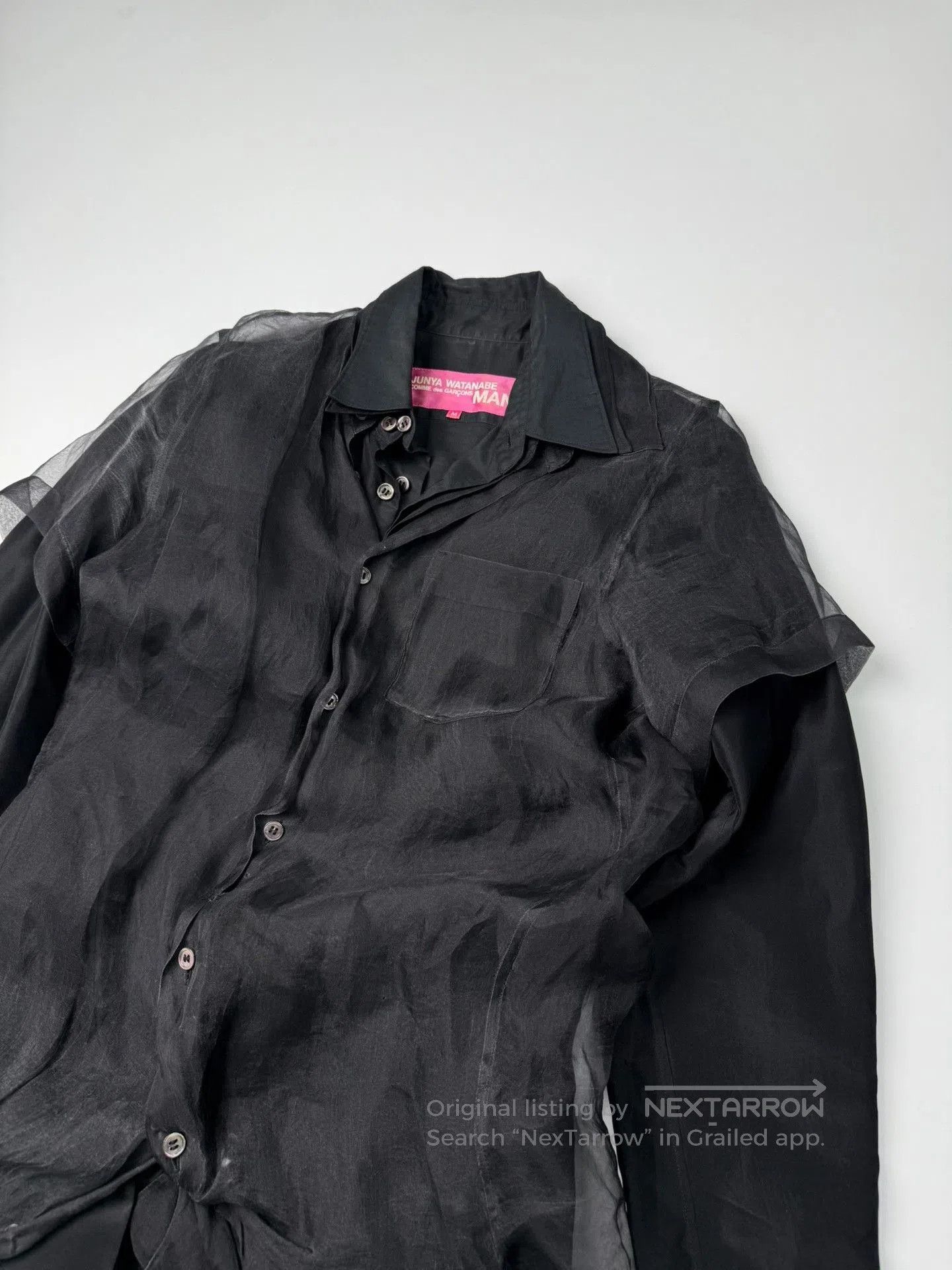 Junya Watanabe black sheer long shirt with deconstructed design. Size US M / EU 48-50 / 2 - 2 Thumbnail