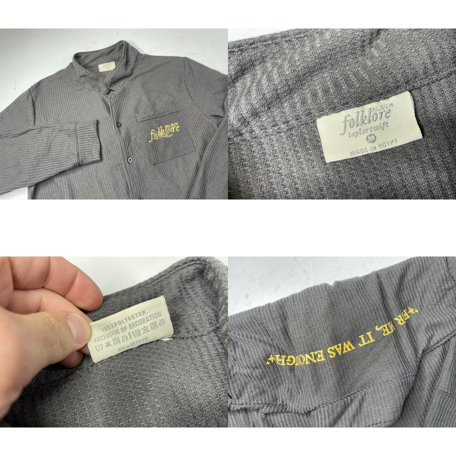 Vintage Taylor Swift Pajama Set Gray Waffle Knit Medium Limited Edition Folklore Women Size ONE SIZE - 8 Thumbnail