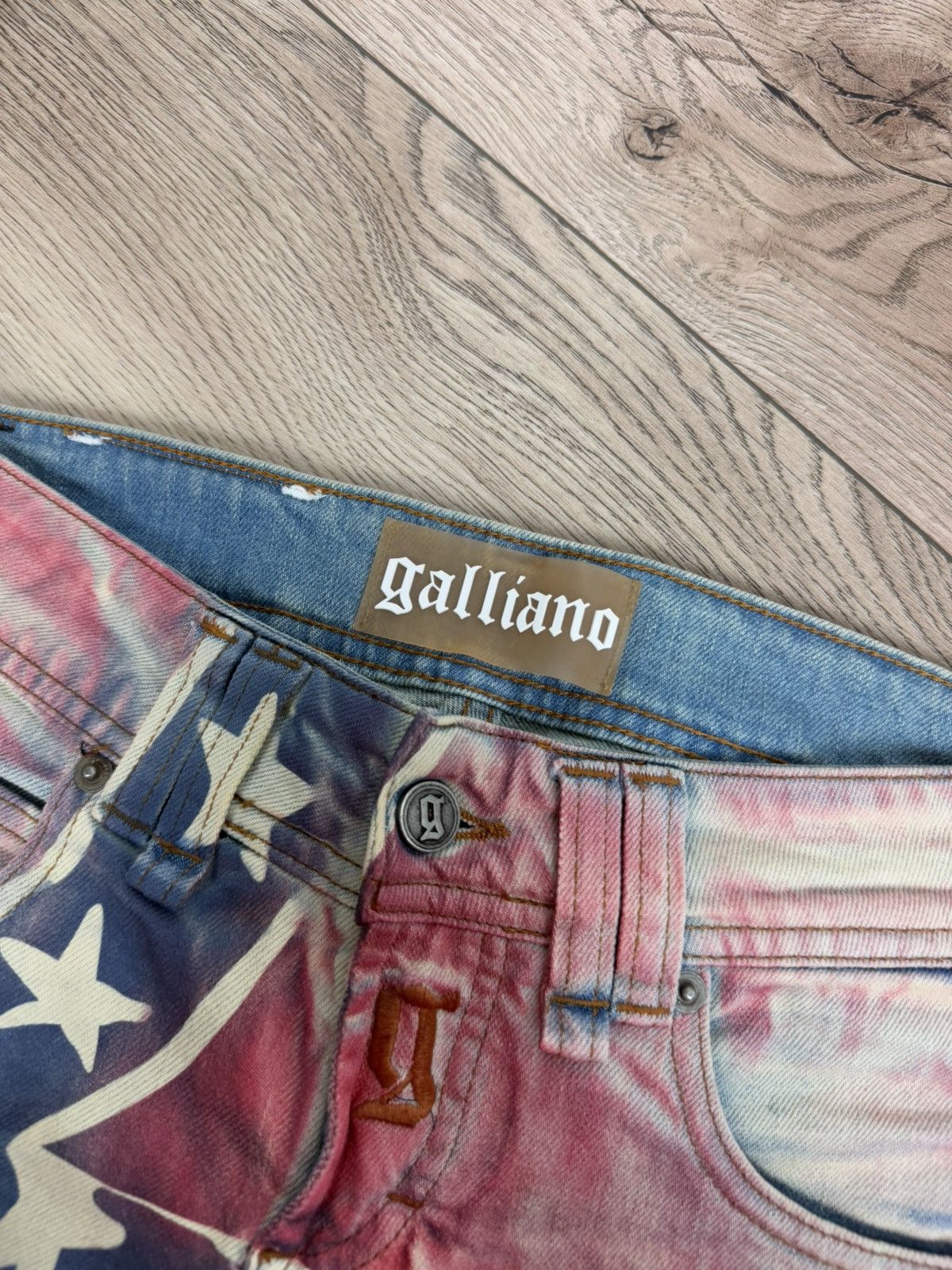 John Galliano Galliano Y2K 00s Flag Jeans Size 26" / US 2 / IT 38 - 5 Thumbnail