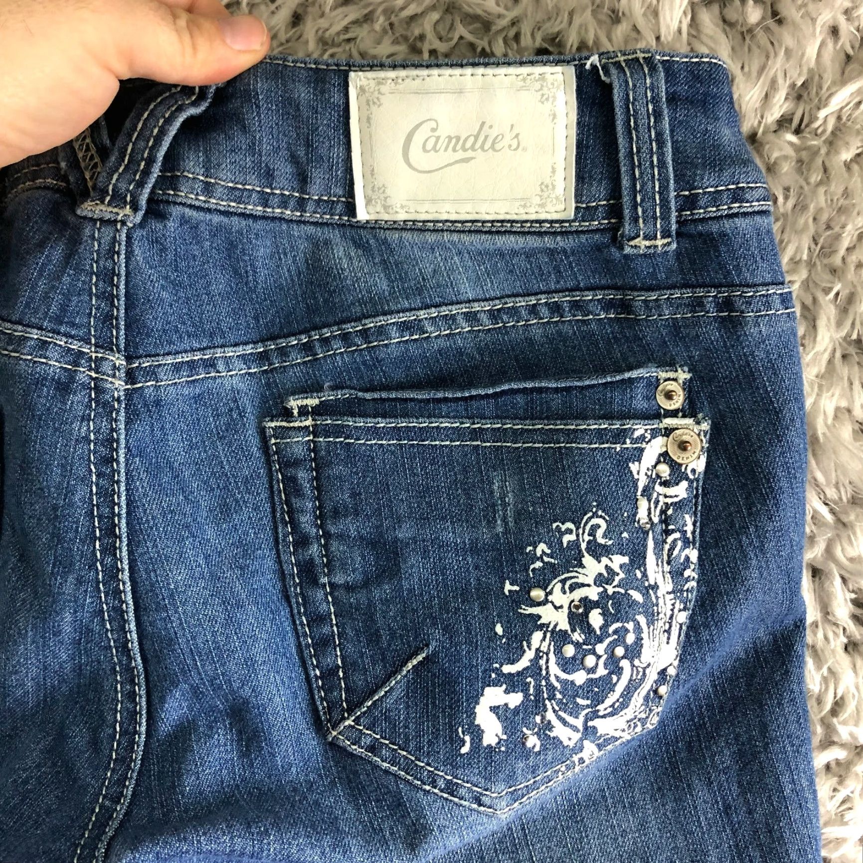 Vintage Candies Accented Pocket Womens Size 7 Mid Rise Skinny Jeans Blue Medium Wash Size 28" / US 6 / IT 42 - 6 Thumbnail