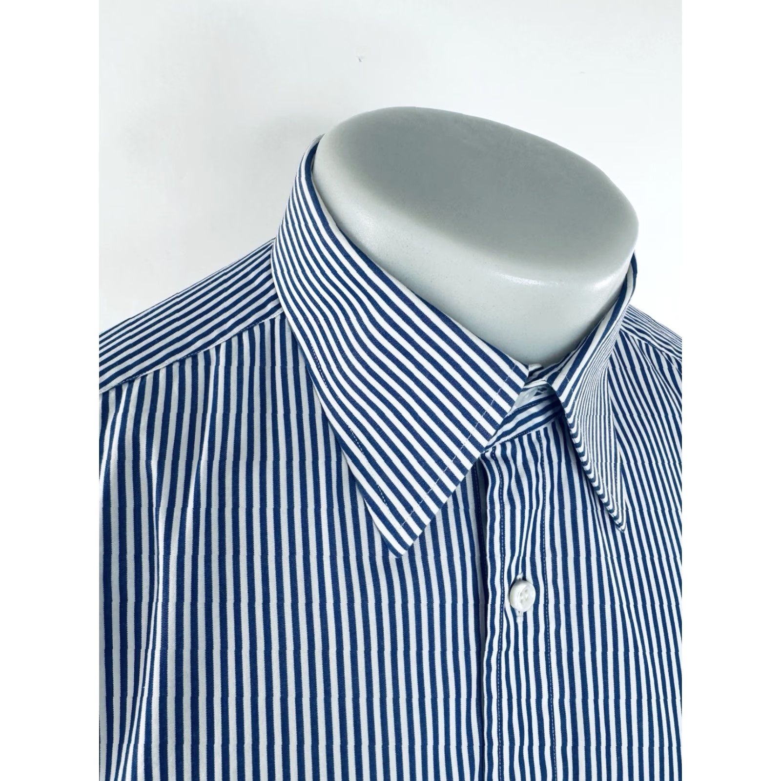 Brioni Brioni Striped Dress Shirt - 16.5 / 42 - Italy - Blue White - Men - Regular - B10 Size 46R - 2 Thumbnail