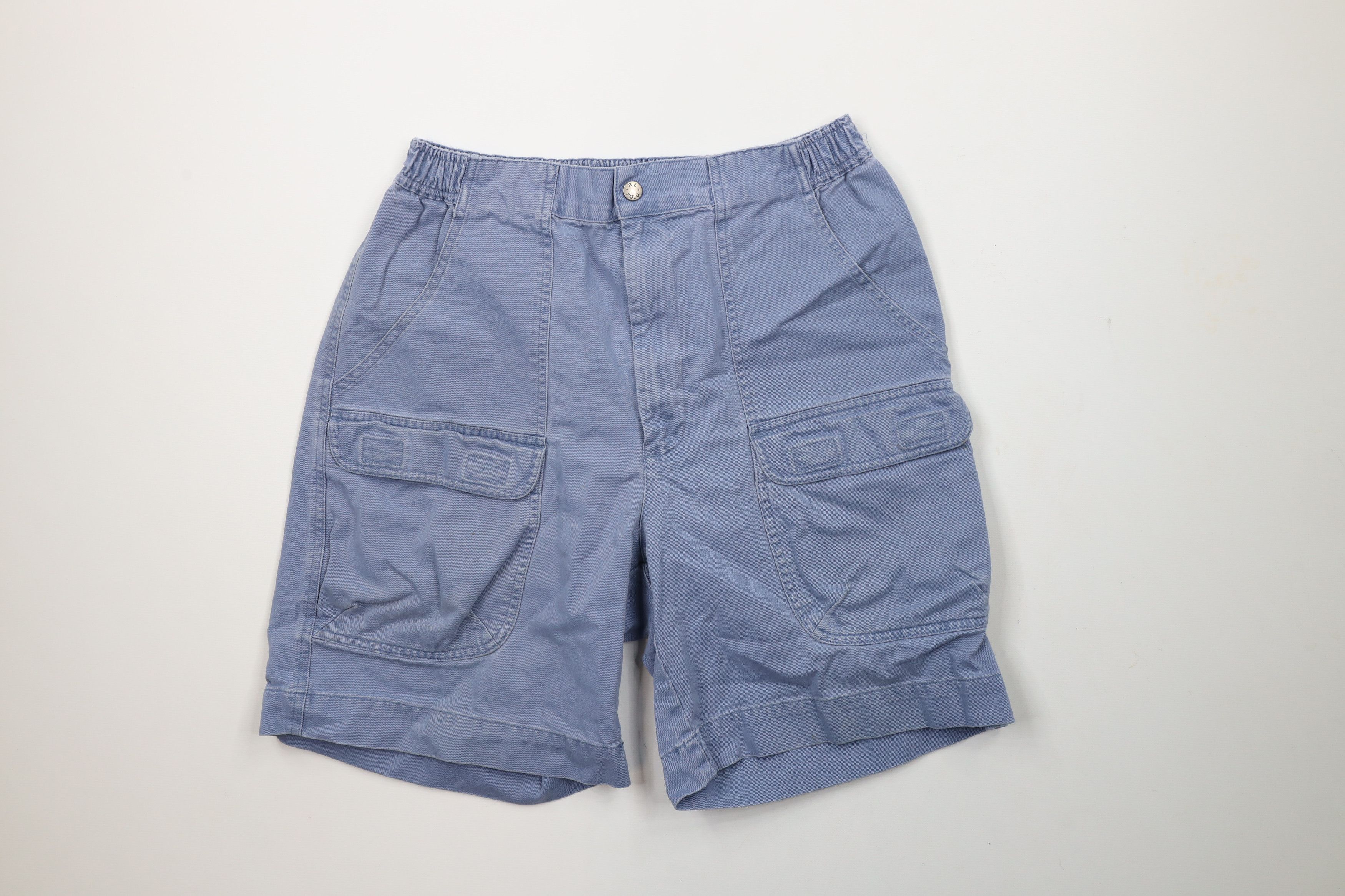 Ralph Lauren × Vintage Vintage 90s Ralph Lauren Out Above Knee Cargo Shorts Blue Size US 33 - 1 Thumbnail