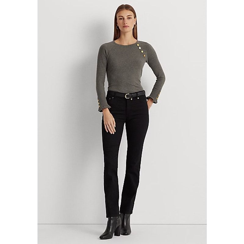 Ralph Lauren Ralph Lauren Button Trim Cotton-Blend Rib Knit Top Small Size S / US 4 / IT 40 - 3 Thumbnail