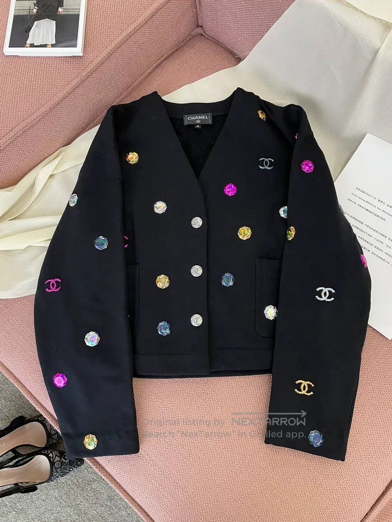Chanel Chanel 21K black colourful gem double c knitted cardigan j Size S / US 4 / IT 40 - 1 Thumbnail