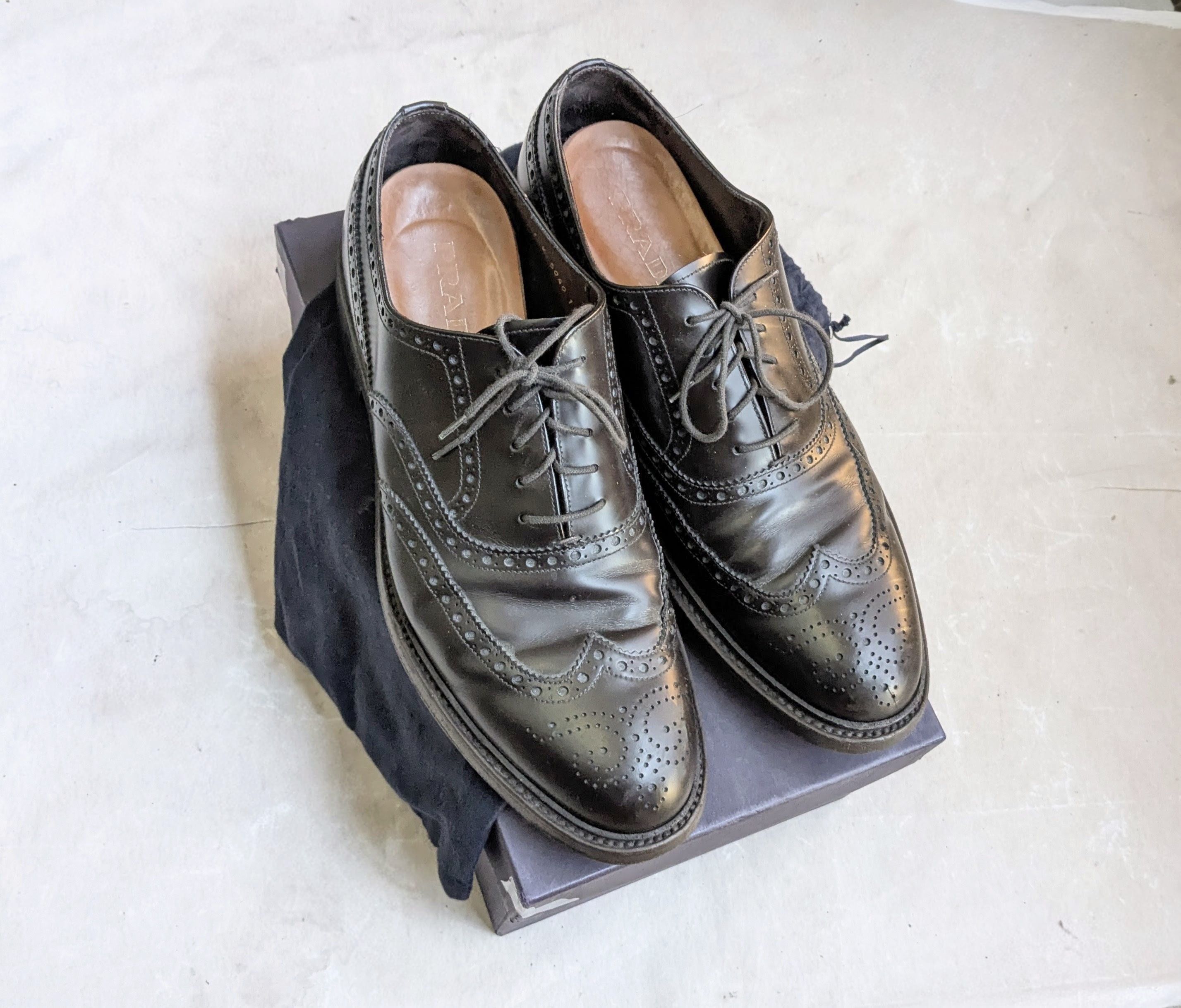 Prada Prada Wingtip Brogues Dark Brown 12.5 Leather Size US 12.5 / EU 45-46 - 1 Thumbnail