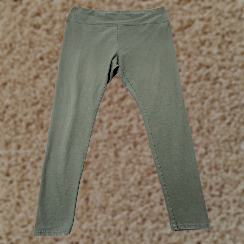 Vintage Wild Fable Leggings Women's XL Activewear Olive Green 36x27.5 Inseam 27.5" High Rise Solid Cotton Spandex Athleisure Modern 90s USA Womens Size 40" / US 18 - 1 Thumbnail