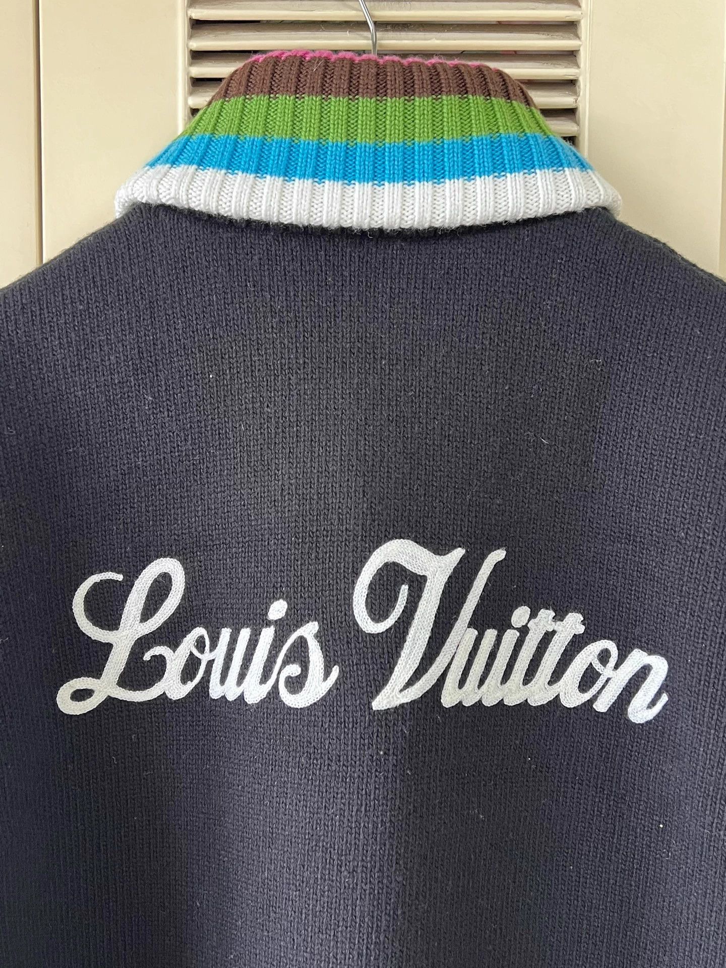 Louis Vuitton LV x Tyler knit jkt blk rainbow trim cuffs neck embroidered Size US S / EU 44-46 / 1 - 6 Thumbnail