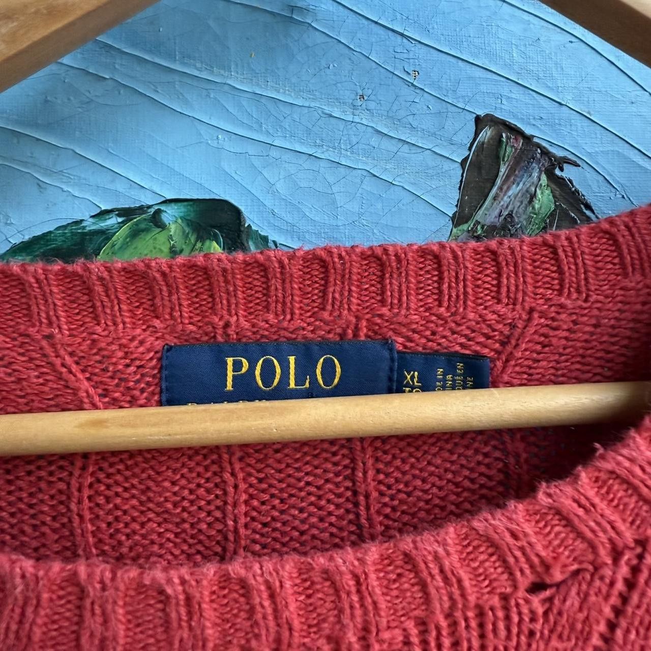 Polo Ralph Lauren Ralph Lauren Cable Knit Red Vintage 90s Size US XL / EU 56 / 4 - 5 Thumbnail