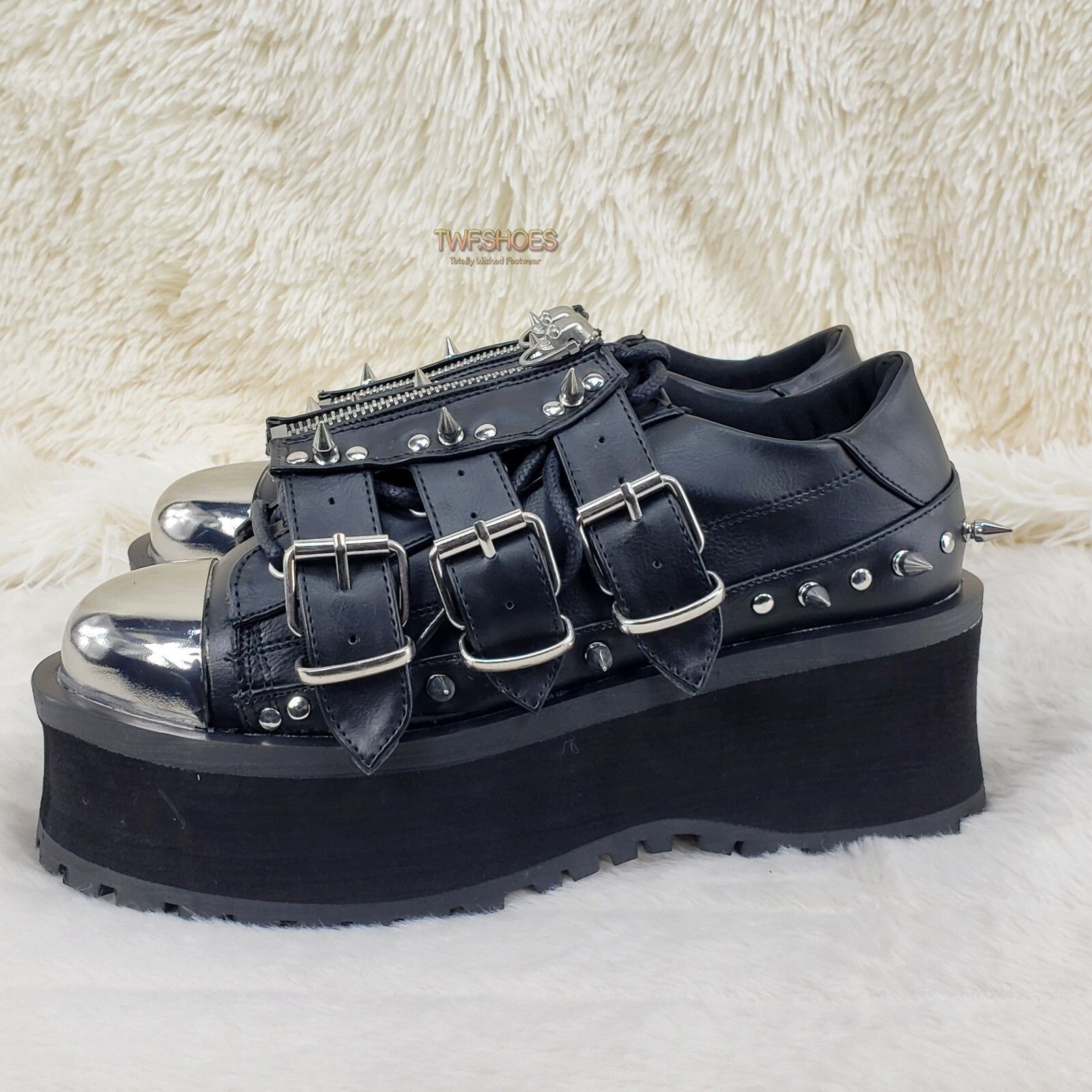 Other DEMONIA Gravedigger 03 Black Chrome Toe Plate Spiked Shoe Me Size US 13 / EU 46 - 2 Thumbnail
