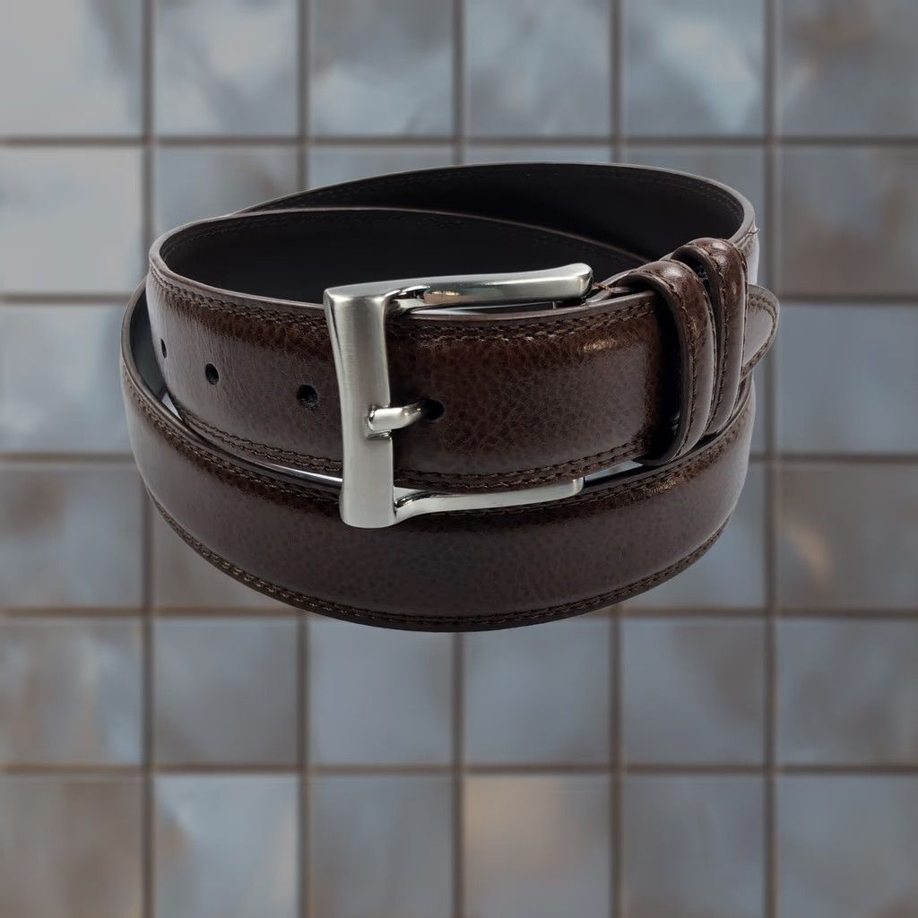 Florsheim Florsheim Belt Brown Size 38 Genuine Leather Textured Buckle Mens Dress Casual Belt Size 38 - 1 Thumbnail