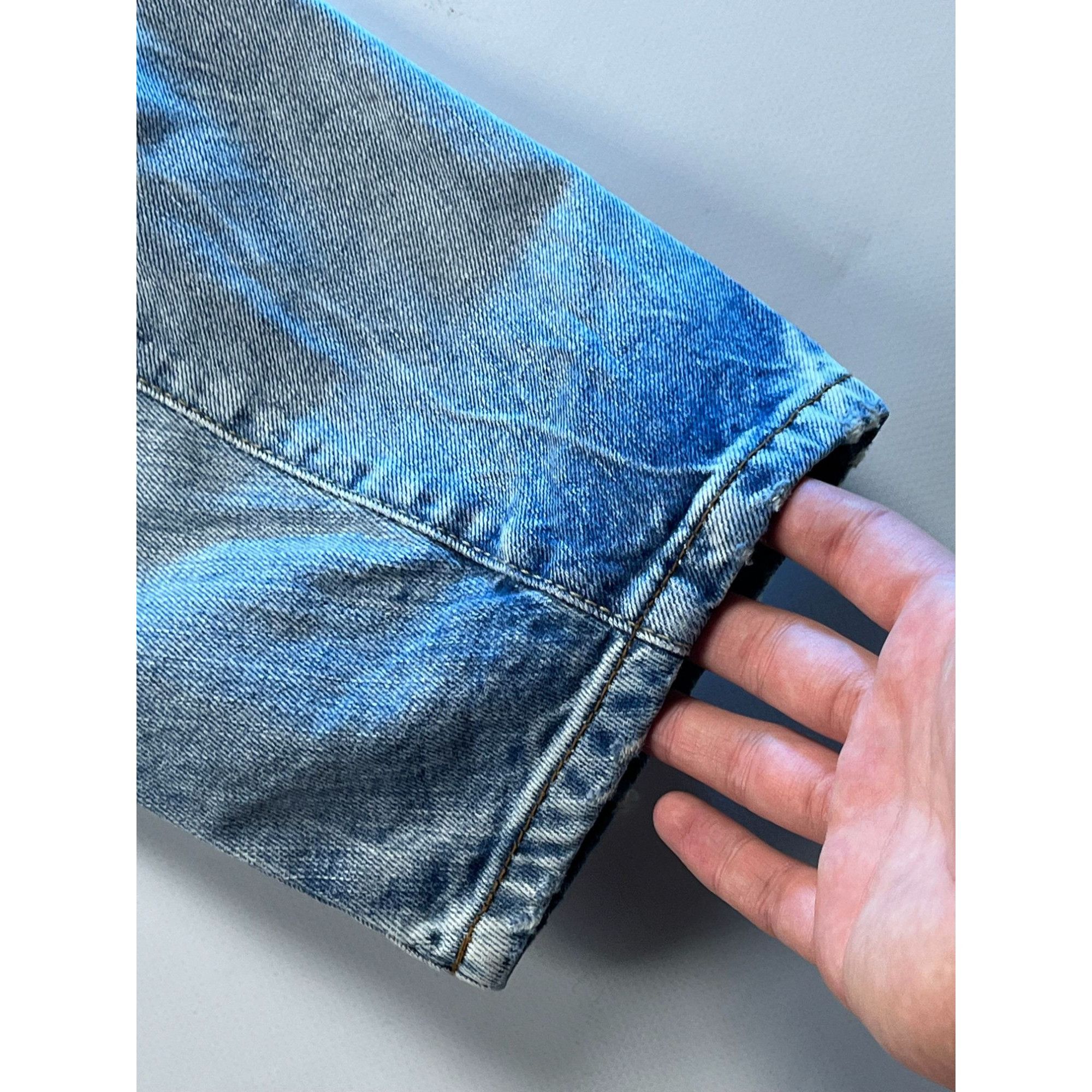 Vintage Double Knee Light Wash Ditressed Blue Ridge Jeans Size US 34 / EU 50 - 8 Thumbnail