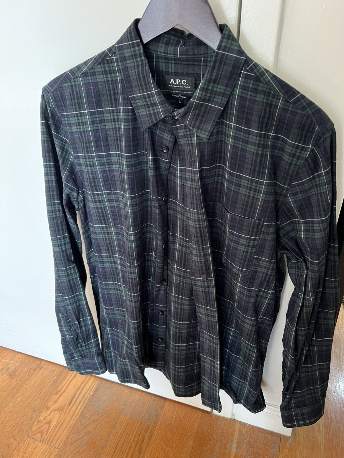 A.P.C. Green Plaid Shirt Size US L / EU 52-54 / 3 - 1 Thumbnail
