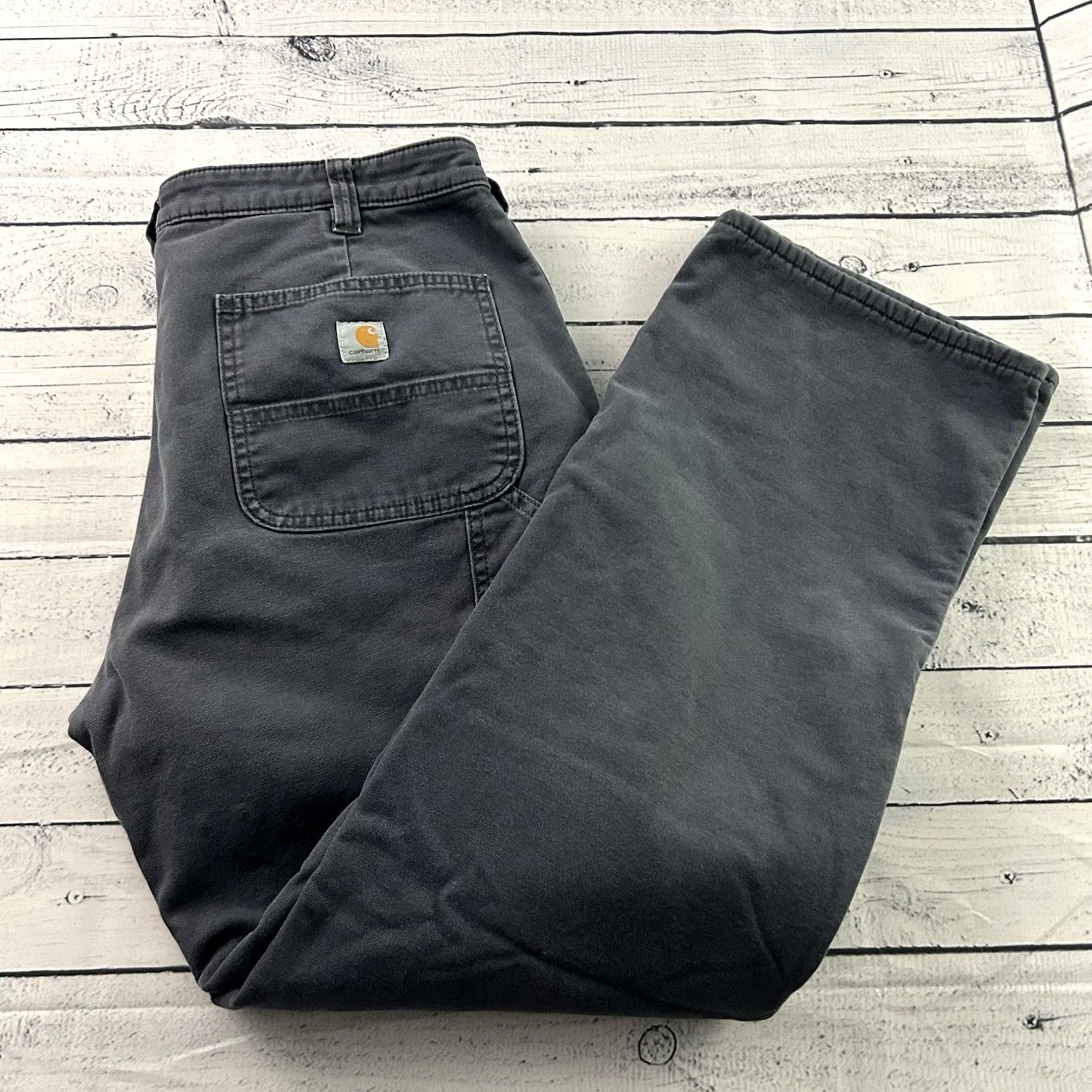 Carhartt Carhartt Women's 12 Gray Loose Fit Pants Fleece Lined Carpenter Straight Mid Rise Crawford Denim-like Size 34" / US 12 / IT 48 - 2 Thumbnail