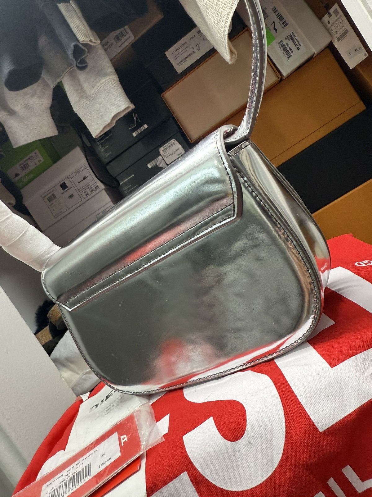 Diesel Diesel 1DR-iconic shoulder bag Silver Size ONE SIZE - 4 Thumbnail