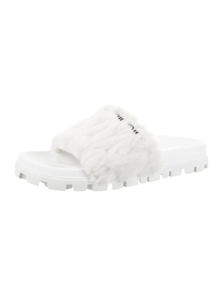 Miu Miu o1B3y1r0526 Shearling Slides in White Size US 9 / IT 39 - 2 Thumbnail