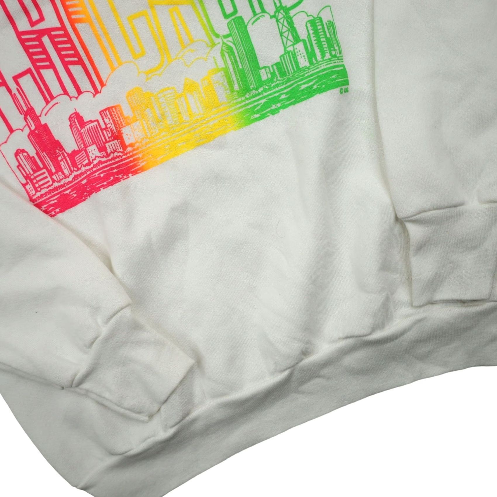 Rainbow VINTAGE Chicago Mens Medium Rainbow Spellout Graphic Sweatshirt White Size US M / EU 48-50 / 2 - 3 Thumbnail