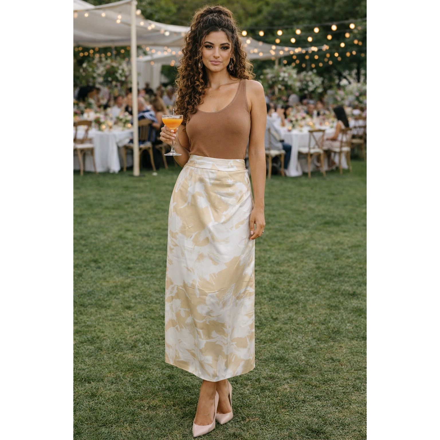 Other Socapri 100% Silk Maxi Skirt Brown Floral 46 Italian (10 us) Size 30" / US 8 / IT 44 - 2 Thumbnail