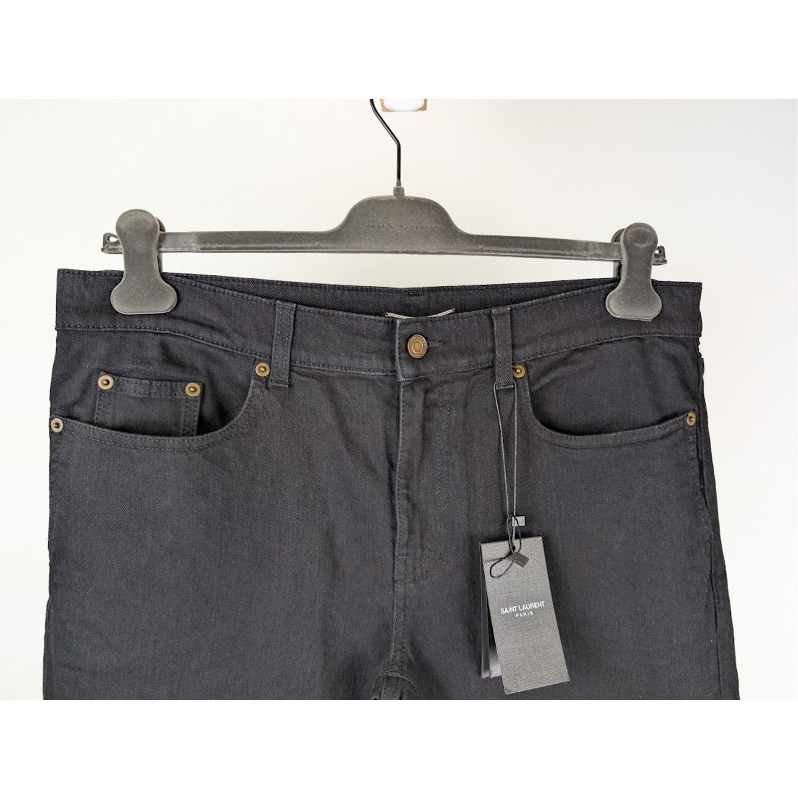 Saint Laurent Paris o1rshd1 Skinny 5 Pockets Low Jean Pants in Black Size US 29 - 3 Thumbnail