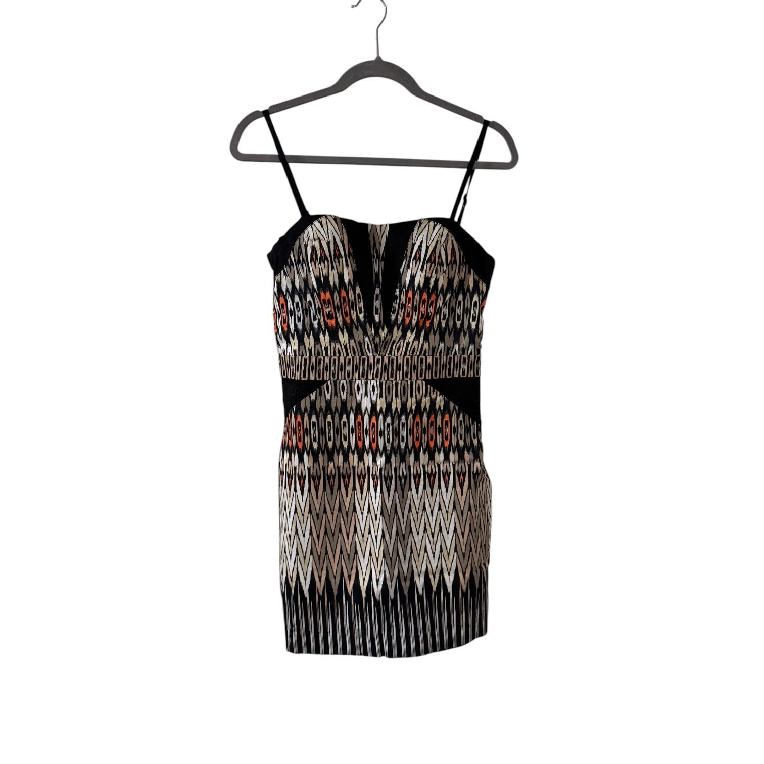 Bebe BeBe Women’s Oval & Zig Zag Black Red & White Dress – Size 8 Size M / US 6-8 / IT 42-44 - 1 Thumbnail
