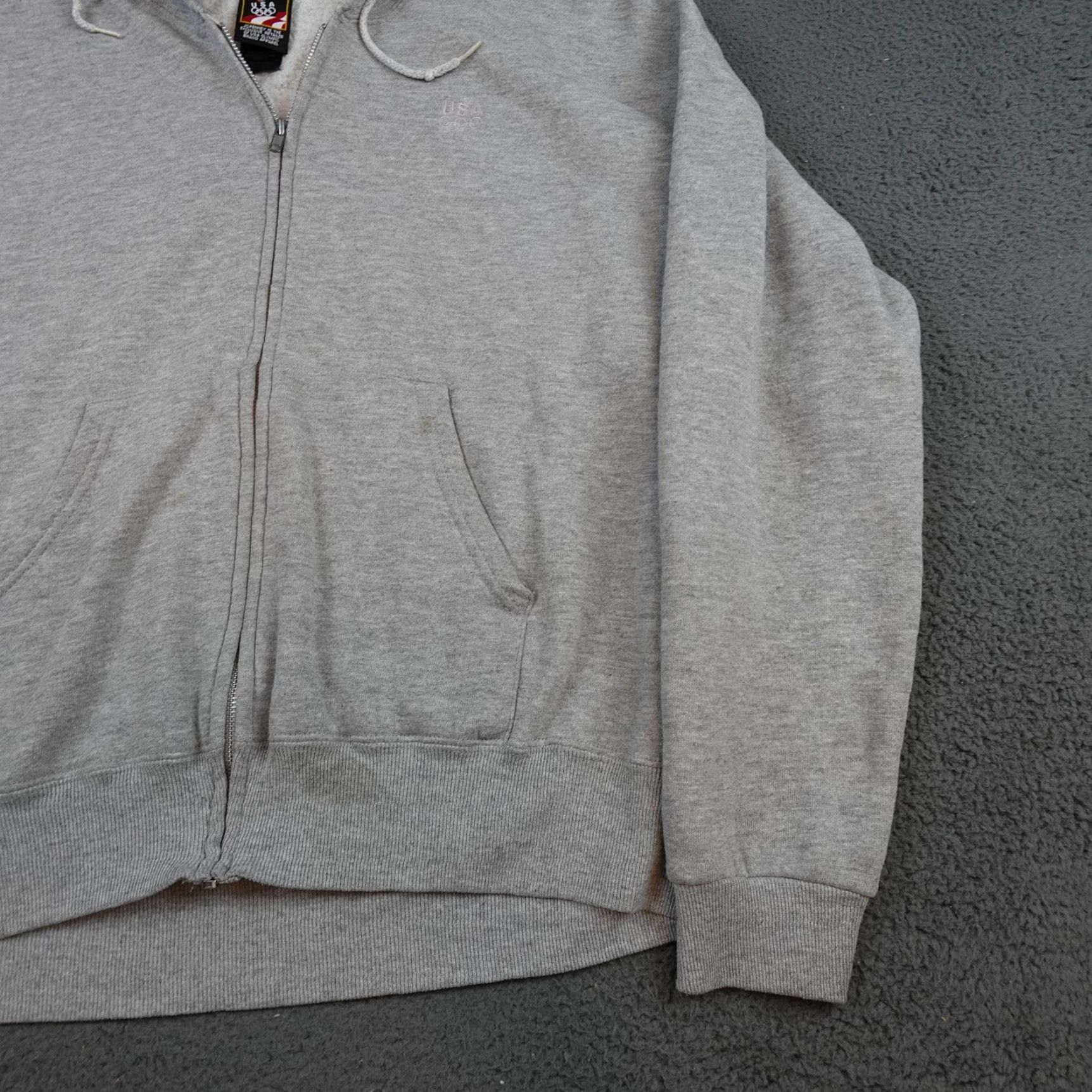 Vintage VINTAGE USA Olympic Hoodie Mens XL Gray Full Zip Fleece Sweatshirt USA Size US XL / EU 56 / 4 - 2 Thumbnail
