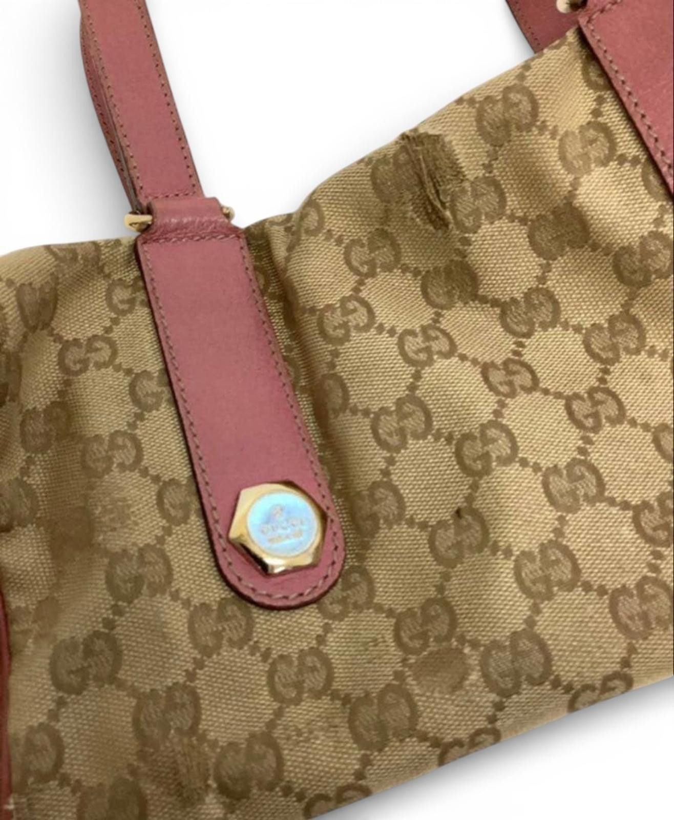 Gucci Gucci - Monogram Canvas Handbag Pink Leather Trim Size ONE SIZE - 2 Thumbnail